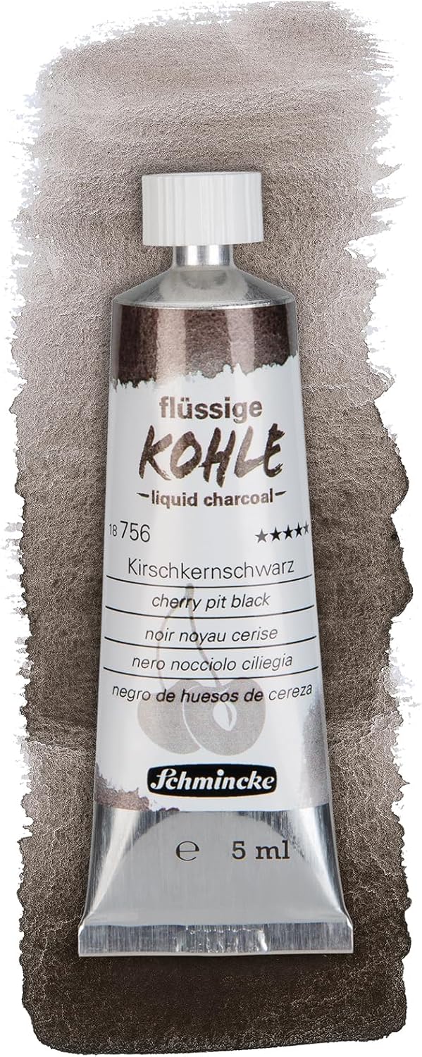 Schmincke - Liquid Charcoal, 18 758 097, set of 3 tubes à 5 ml, vegan liquid charcoal for painting and pre-sketching, ideal test set with all 3 black colors