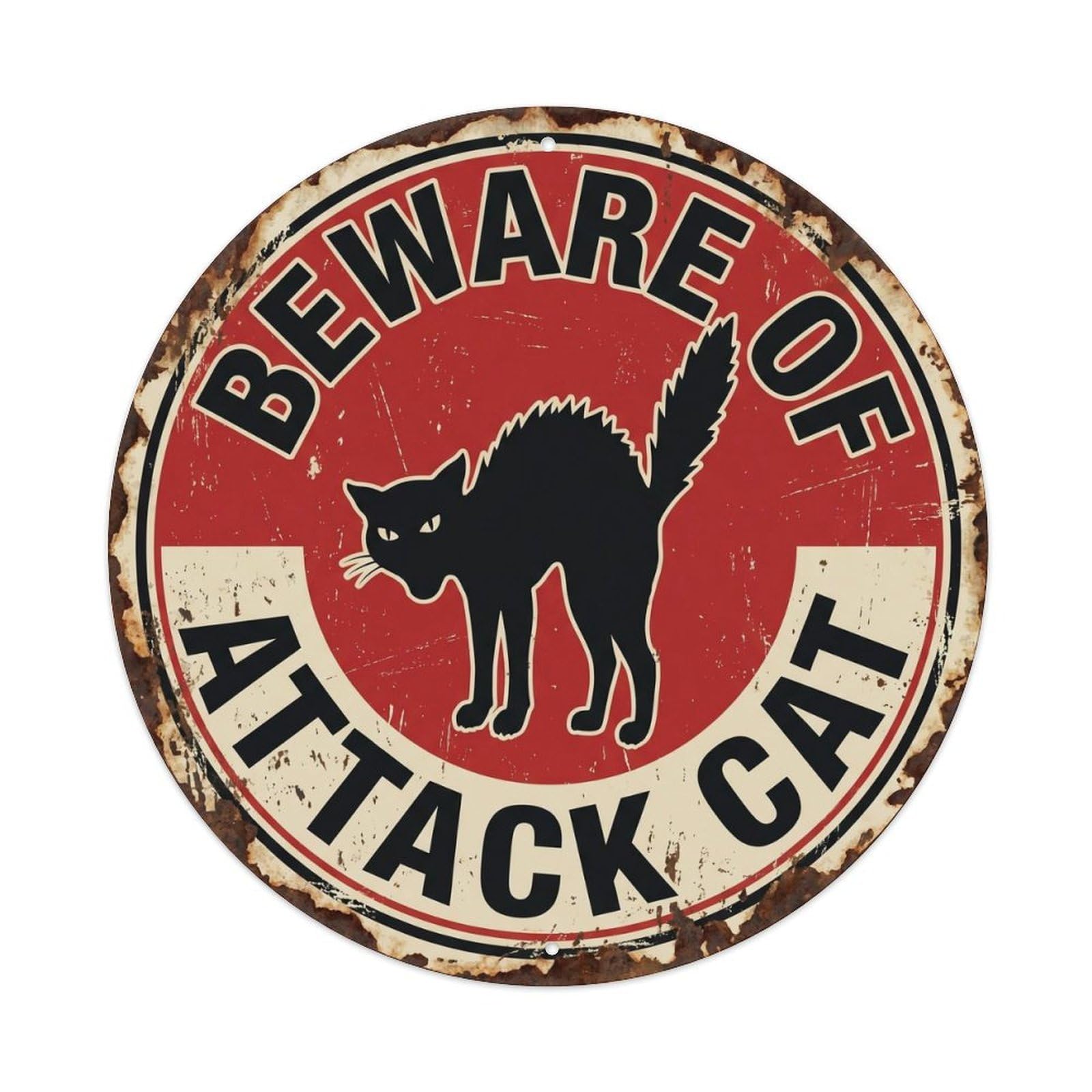 Beware of Attack Cat Funny Warning Notice Metal Tin Sign