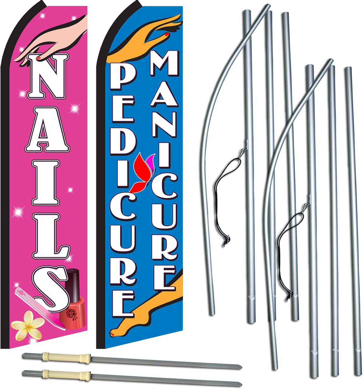 LOMENTICSLOMENTICSLOMENTICSLOMENTICSLOMENTICSNails/Manicure - Pedicure - 2 Pack of NEOPlex Swooper Feather Flag Sets - Includes 2 Swooper Feather Flags (Pictured), 2 Flagpoles, and 2 Ground Spikes