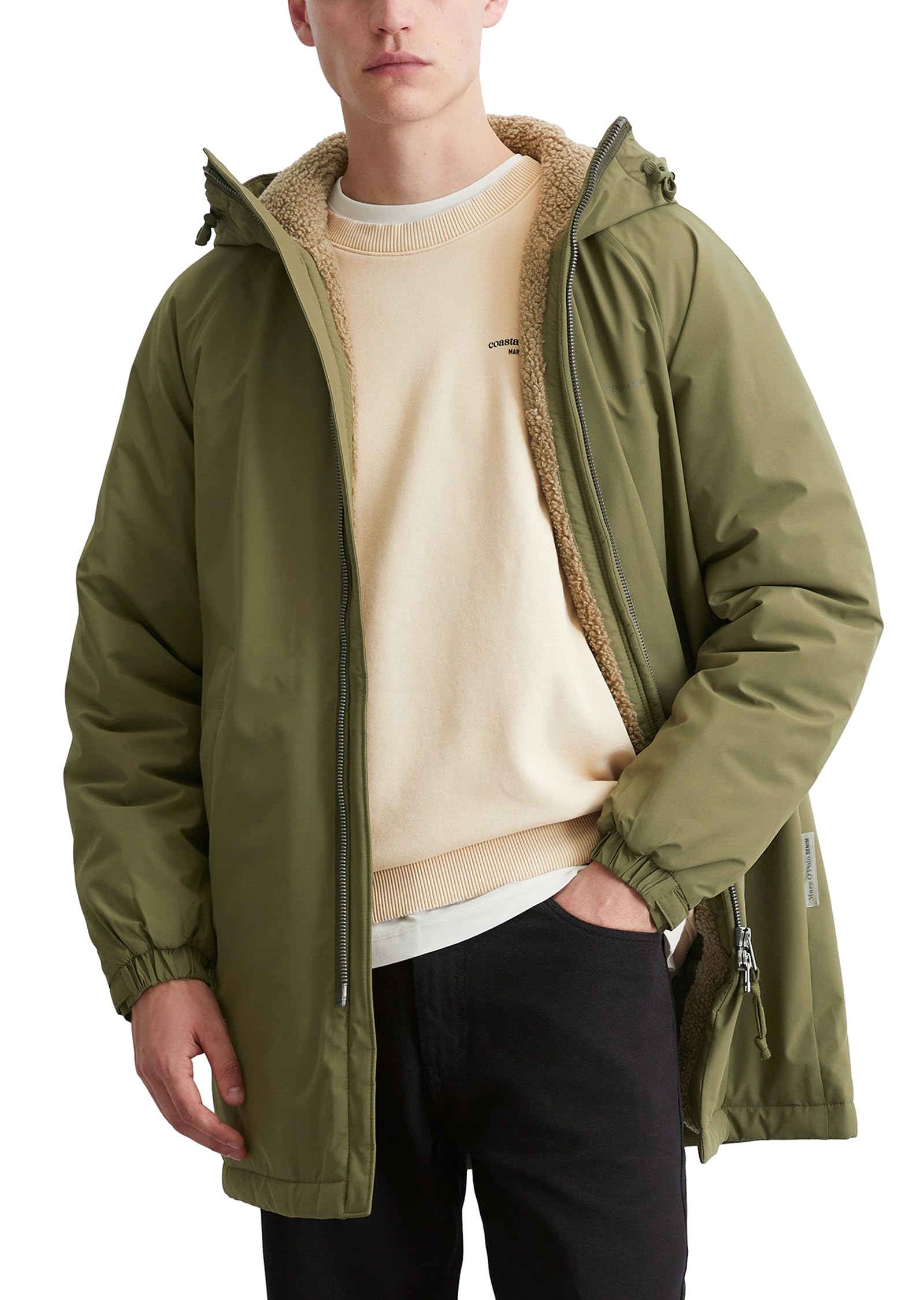 Marc O'Polo Denim Herren Parka mit Kapuze wasserabweisend, Grün (Capulet Olive), S