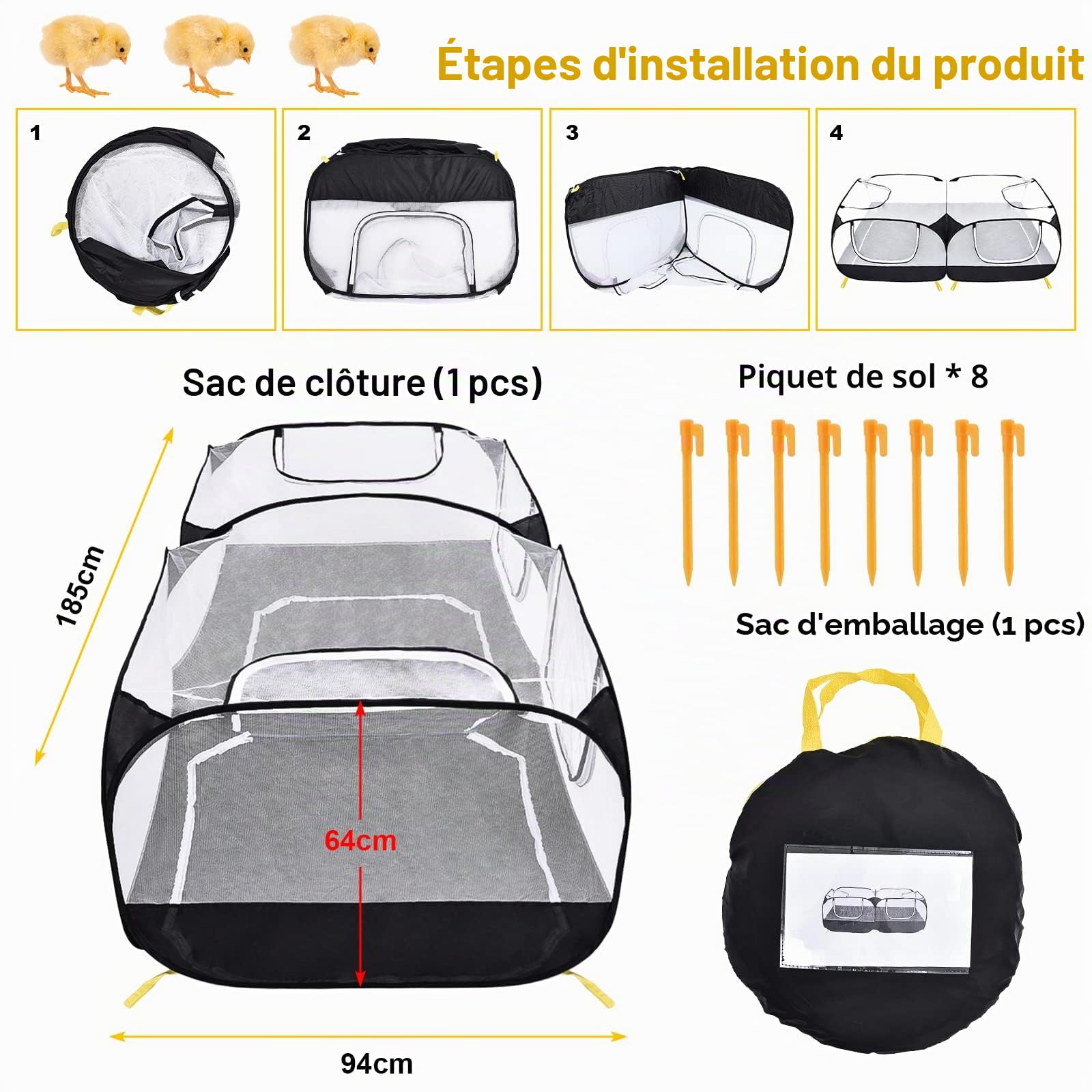 Coolty Parc de Jeu pour Petits Animaux, Grand Mobile Parc de Jeu pour Poules Chatons Lapins Canards Poules