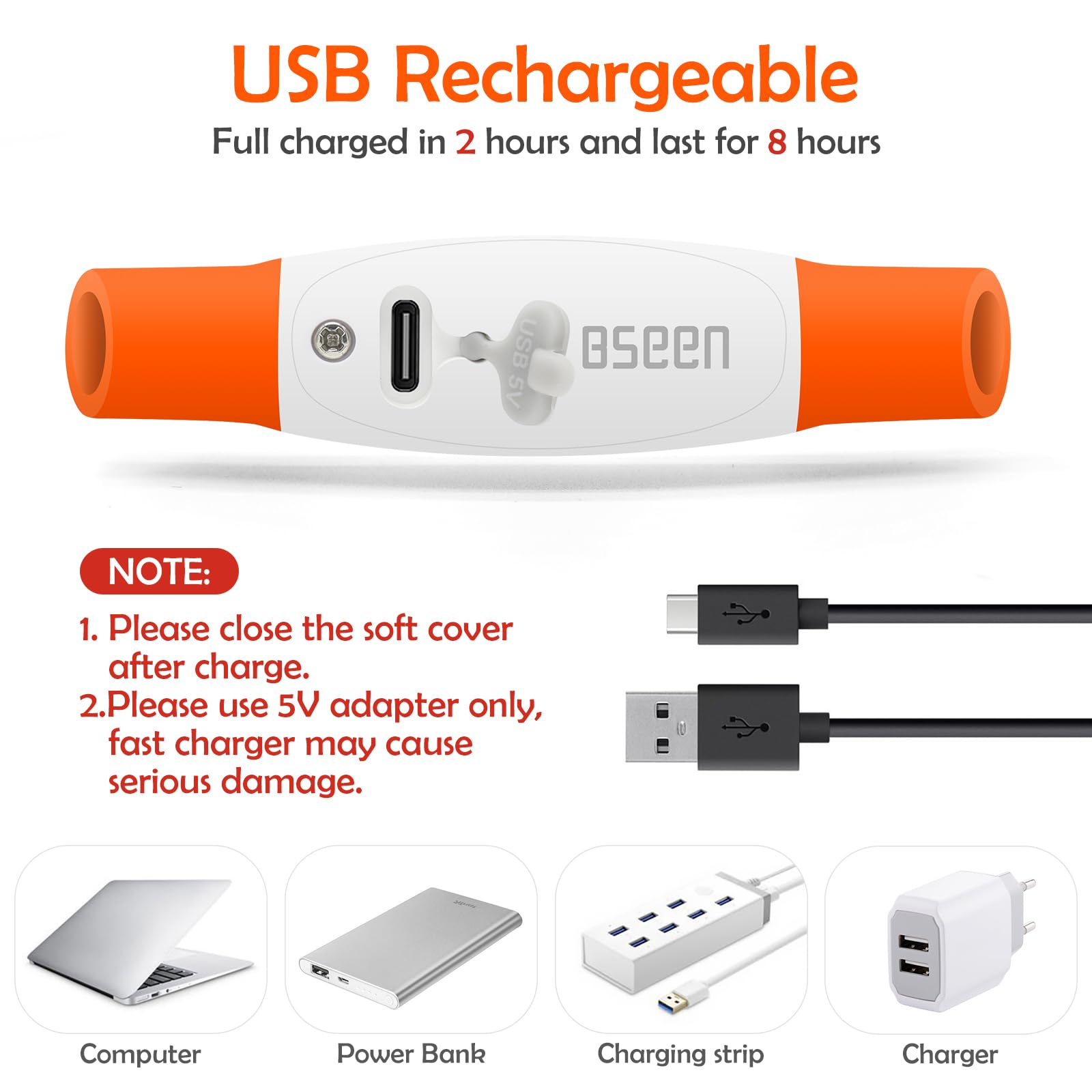 BSEEN Collar LED para perro, recargable por USB, collar de perro brillante para seguridad nocturna, collar de luz de moda para perros pequeños, medianos y grandes (naranja)