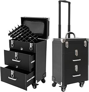 Estuche de cosméticos con ruedas de gran capa...