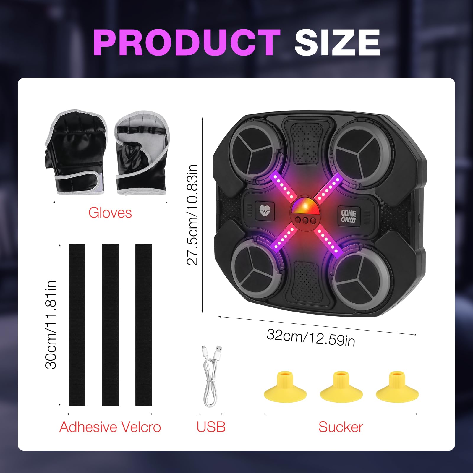 Mineup Music Boxing Machine Bluetooth LED, inteligentna maszyna bokserska do montażu na ścianie, 3 tryby treningu, z rękawicami