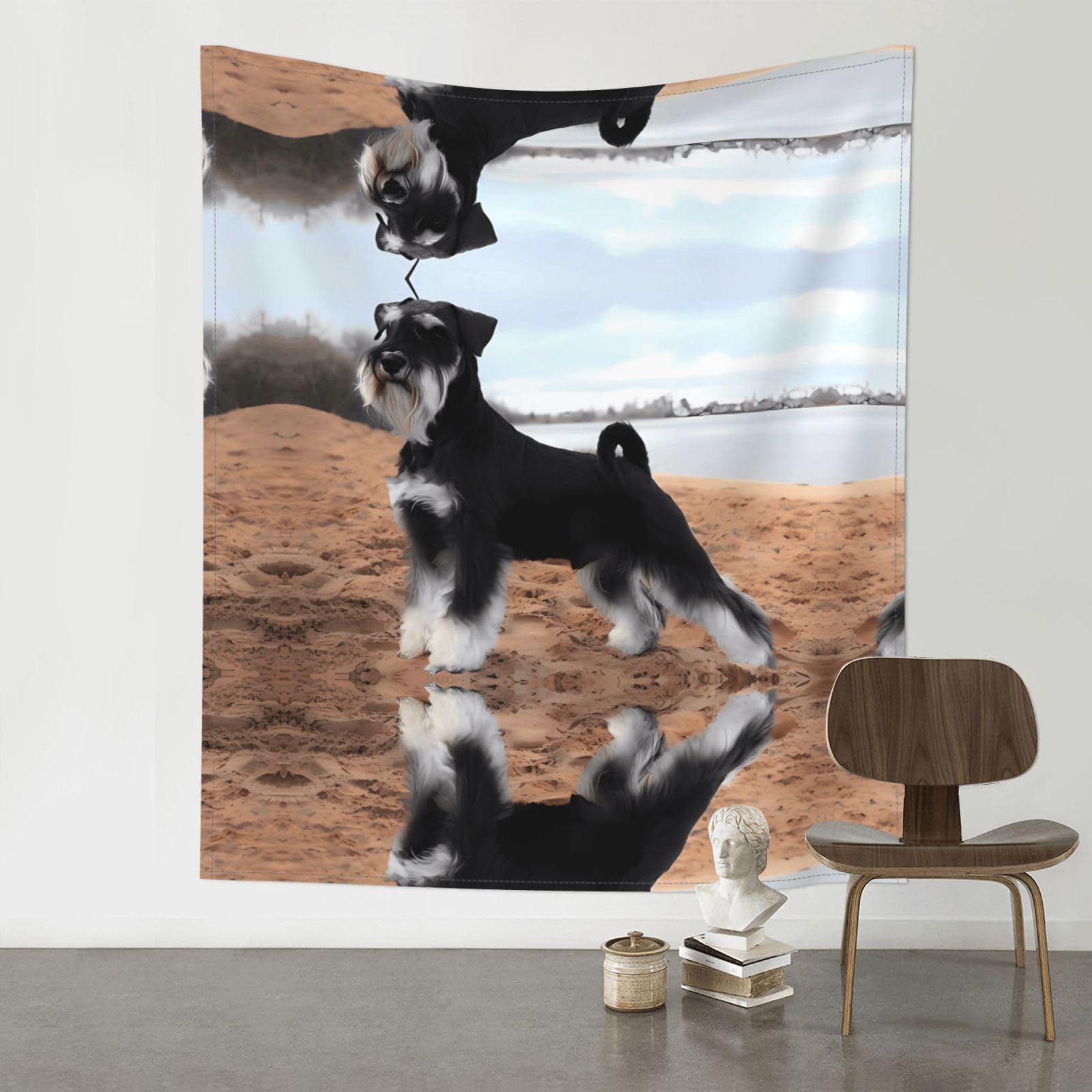 HJFCZH Animal schnauzer dog Prints Wall Tapestry 60x51in – Boho Decor Throw for Bedroom, Dorm, Beach Cover & Picnic Blanket