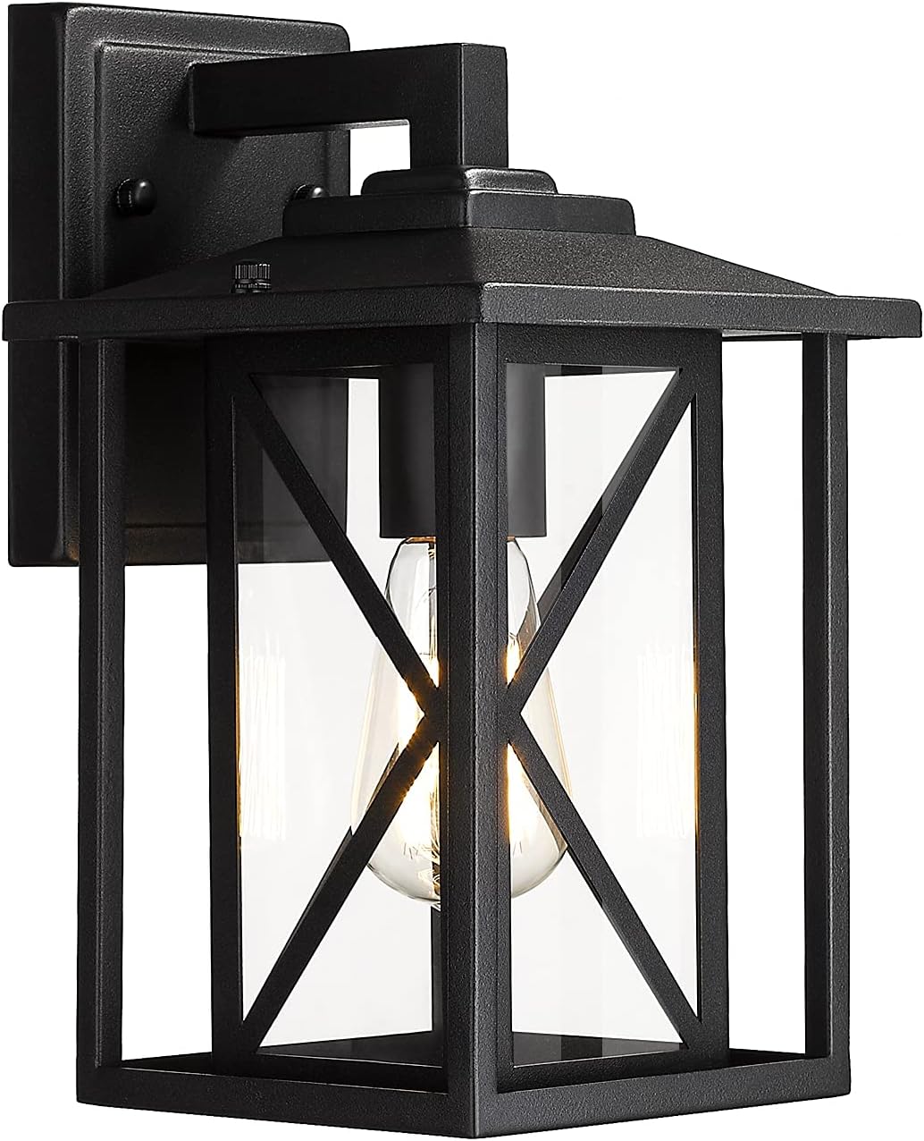 Product Deal KAUEN Outdoor Wall Mount Light Fixtures,12.4-Inch Exterior Sconces Wall Lighting in Textured Black Finish w/ Clear Glass - 2453-1W