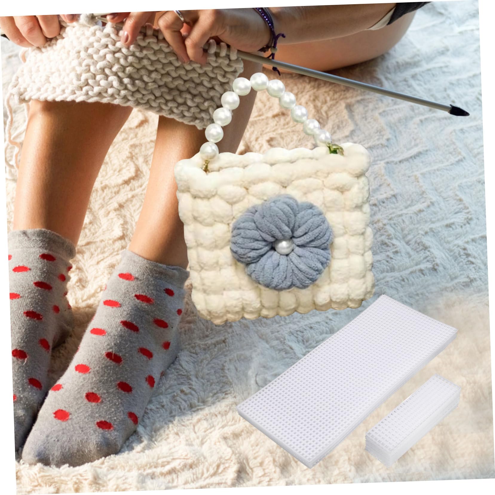 jojofuny 3 Sätze Teiliges Kunststoff Mesh Blattset Für Diy Taschen Schnitt Und Strickmaterial Für Handarbeiten Langlebig Und Leicht Zu Verarbeiten Für Kreative Projekte 10 Stück * 3