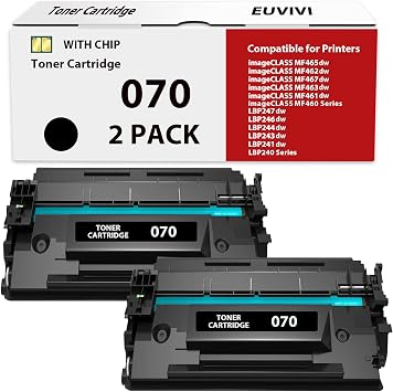 070 Toner Cartridge Compatible for Canon 070 070H Black Toner Cartridge for imageCLASS MF465dw MF462dw LBP246dw LBP247dw Printer High Yield 2,900 Pages 2 Pack