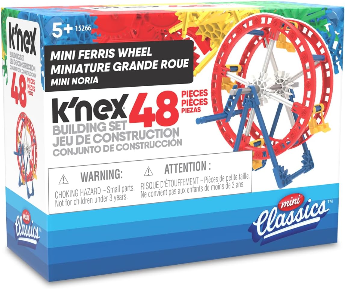 K'NEX Mini Ferris Wheel Kit box showing 48 pieces and assembled model