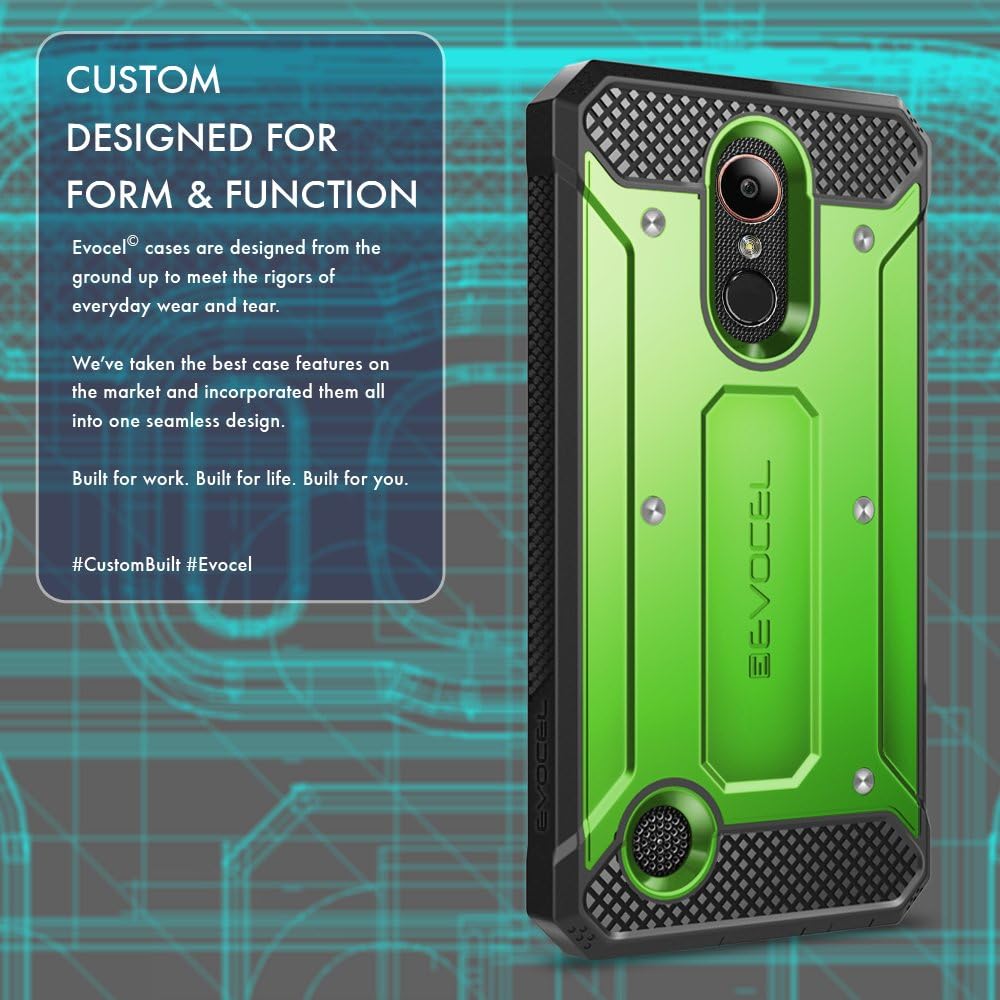Evocel Explorer Series Phone Case Compatible with LG K10 2017, LG K20 Plus, LG V5 with Belt Clip Holster and Slim Profile, Green