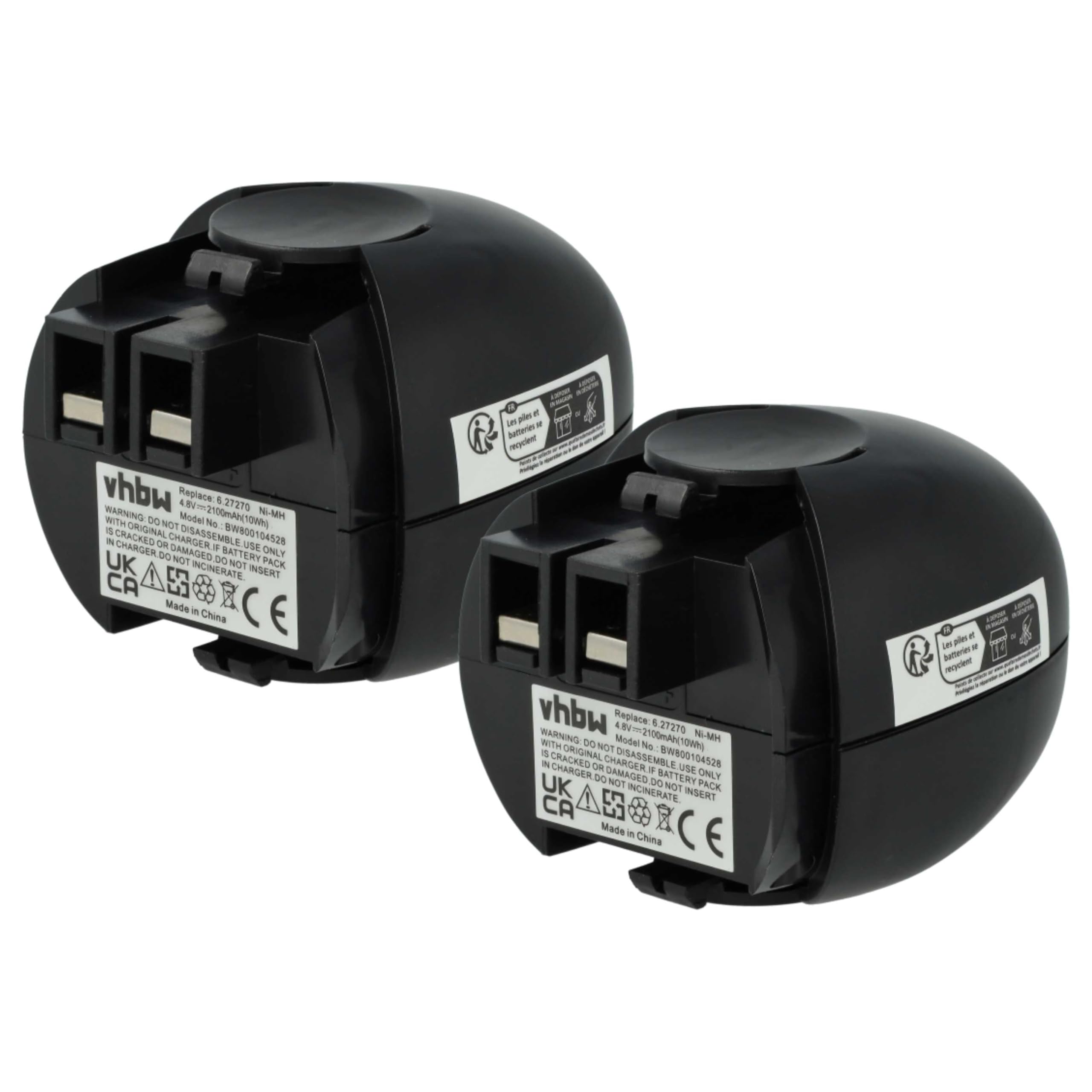 vhbw 2 x akumulator Ni-MH 2100 mAh (4,8 V) kompatybilny z narzędziami Metabo Powergrip 2, Powergrip II, Powergrip2 zamiennik do Metabo 6.27270, 6.27271, 6.27273, 6.31858.