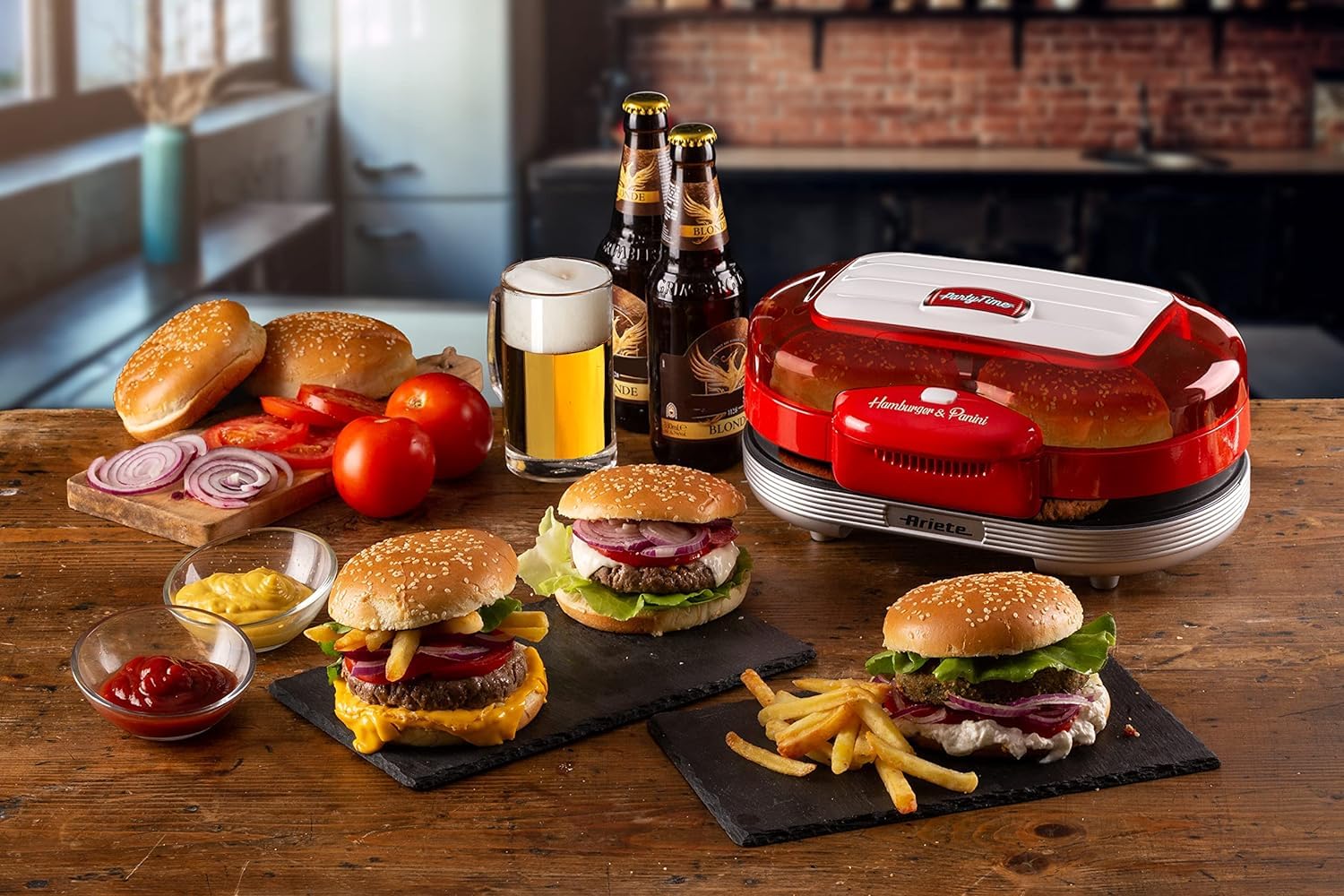 Ariete Party Time 205 Elektrischer Sandwichmaker, 1200 W, Rot