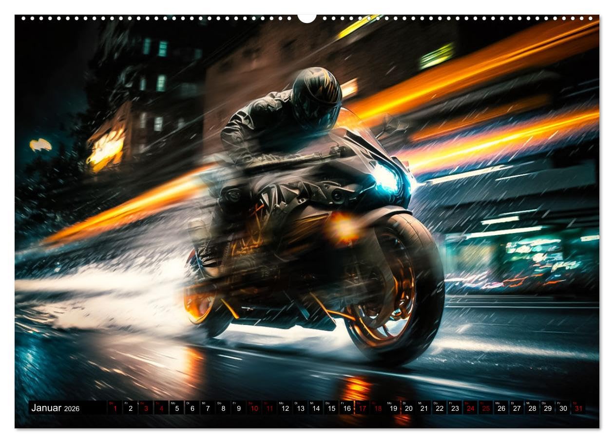 Motorrad Speed (Wandkalender 2026 DIN A2 quer), CALVENDO Monatskalender: Zwölf atemberaubende Motorradbilder im Rausch der Geschwindigkeit (CALVENDO Mobilitaet)