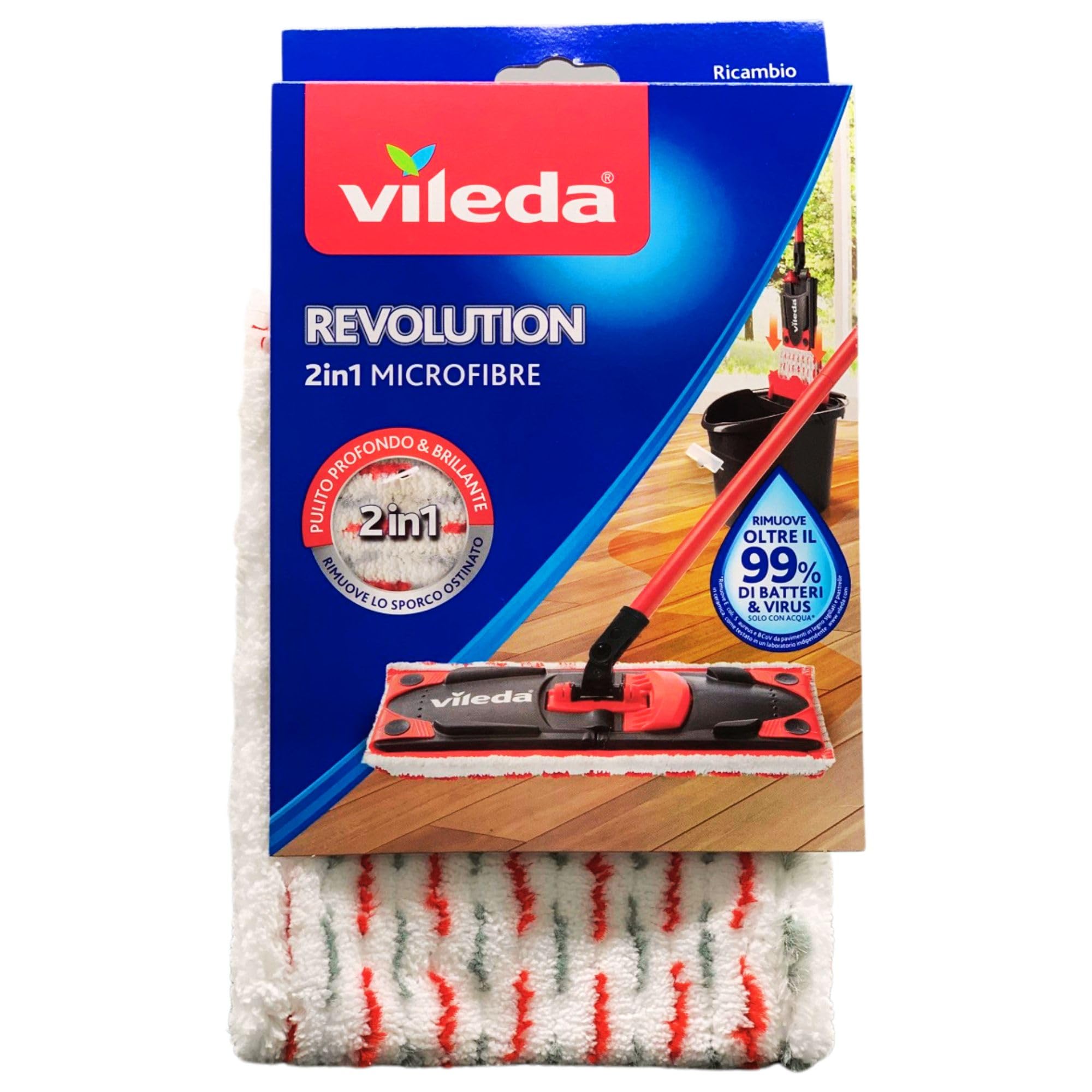 Panno Ricambio REVOLUTION, Adatto Per Revolution e Revolution Turbo. Per Tutti i Tipi Di Pavimento, Rimuove Oltre Il 99% Di Batteri Solo Con Acqua. Pulito Profondo e Brillante (6 Unità)