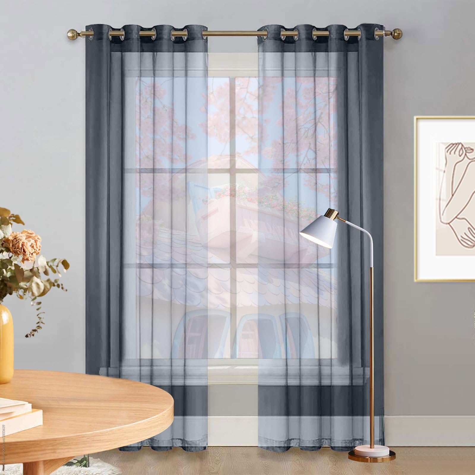 Amazon｜レースカーテン 100 x 260 cm Uvカット 遮光 遮像 日焼け 防止
