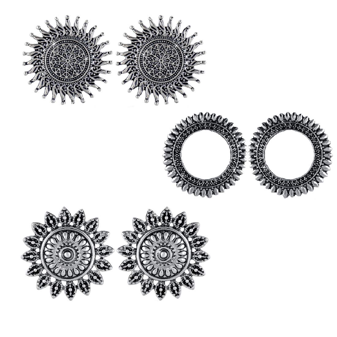 Yellow Chimes Earrings for Women and Girls | Traditional Silver Oxidised Studs | German Silver Earrings Set | Floral Stud Earrings Combo | Accessories Jewellery for Women | Birthday Gift For Girls and Women Anniversary Gift for Wife (B082PWZXNR) Amazon Price History, Amazon Price Tracker