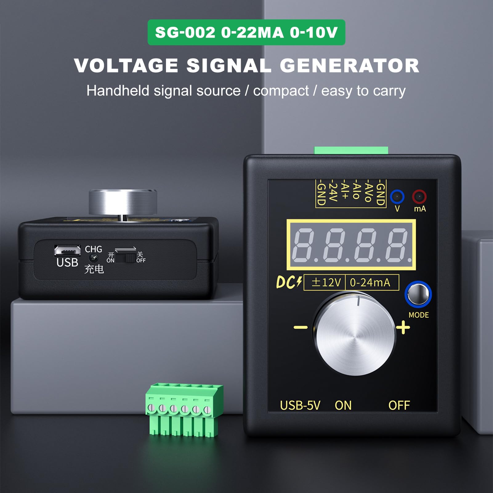 DEWIN Generador de Señales, SG-002 Transmisor de corriente y generador de señal de voltaje analógico portátil de alta precisión 0-22mA 0-10V