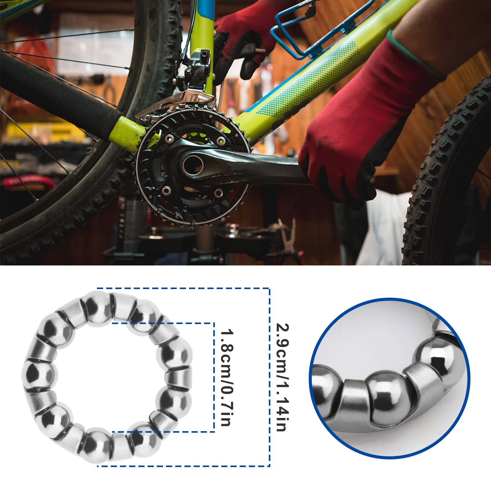 Rodamientos de Bolas de Bicicleta 1/4 Pulgadas 9 Bolas Retenedor Manivela Soporte Inferior Piezas de Repuesto MTB