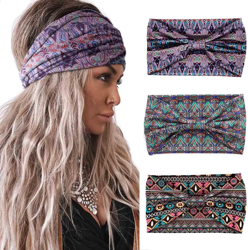 Carede Paisley Bandana Headbands for Women Elastic Yoga