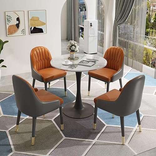 Miniatura 7 de YVYKFZD Mesa redonda de negociación, 5 piezas para oficina, recepción, sala de recepción, juego de mesa y silla, juego de mesa de comedor de cocina