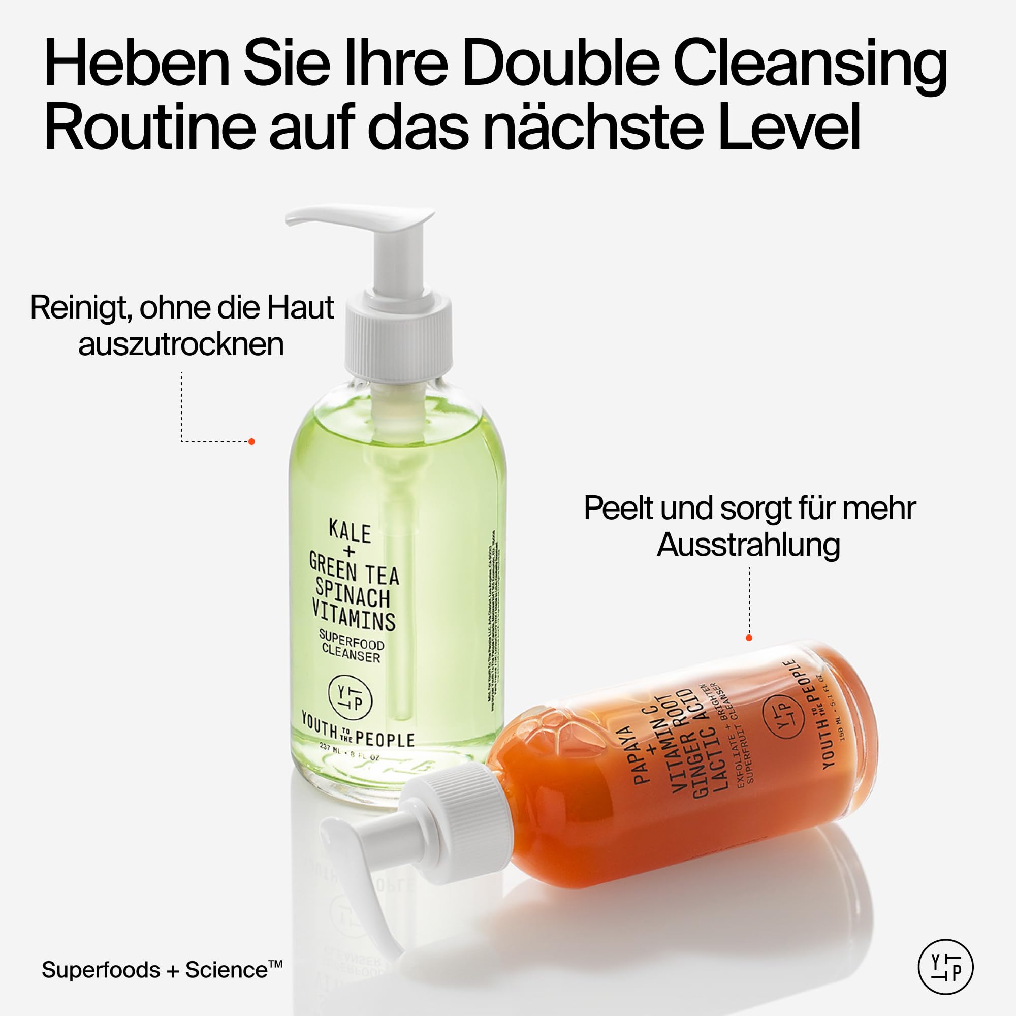 Youth To The People Superfruit Cleanser, sanfter Peeling-Gesichtsreiniger, mit Papaya und Vitamin C, beruhigender Reiniger, feuchtigkeitsspendend, schont die Hautbarriere, Make-up-Entferner