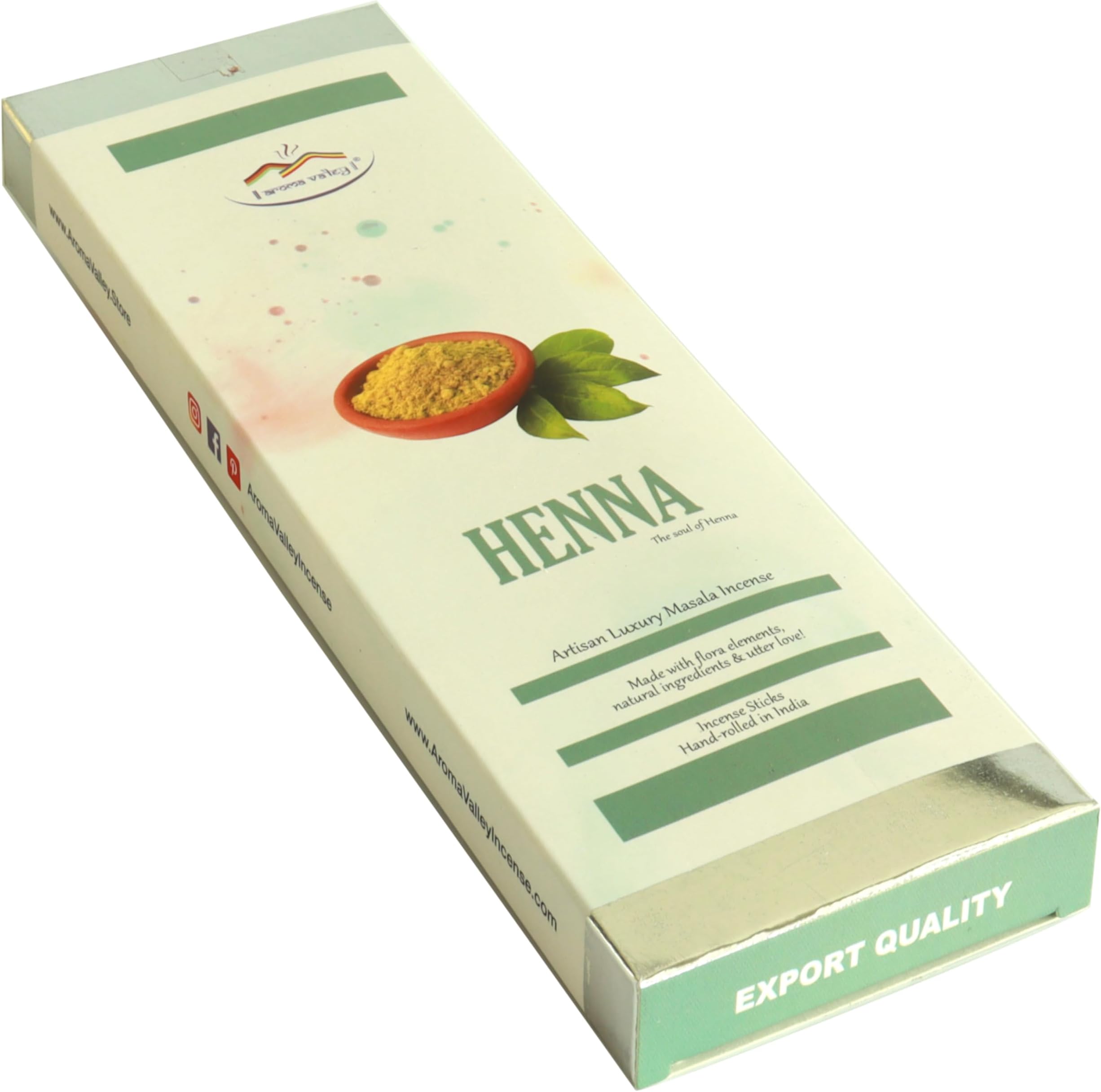 Aroma ValleyHenna Incense Sticks - Artisan Luxury Masala Incense - Handmade Long-Burning Incense 18+ Sticks