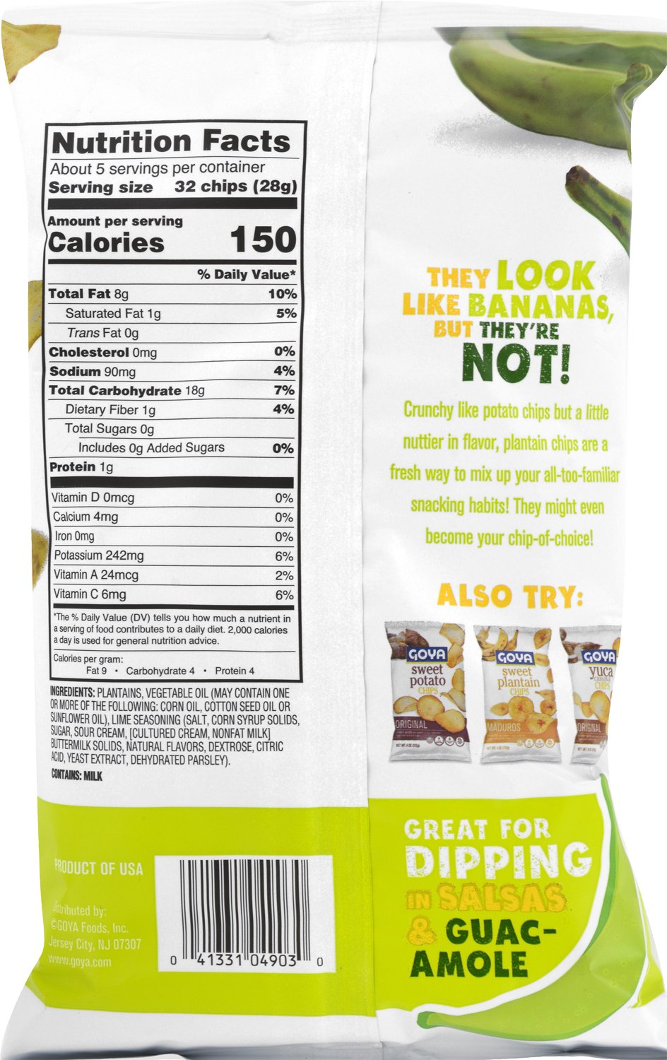 Goya Foods Plantain Chips, Lime, 5 Ounce (Pack of 12)