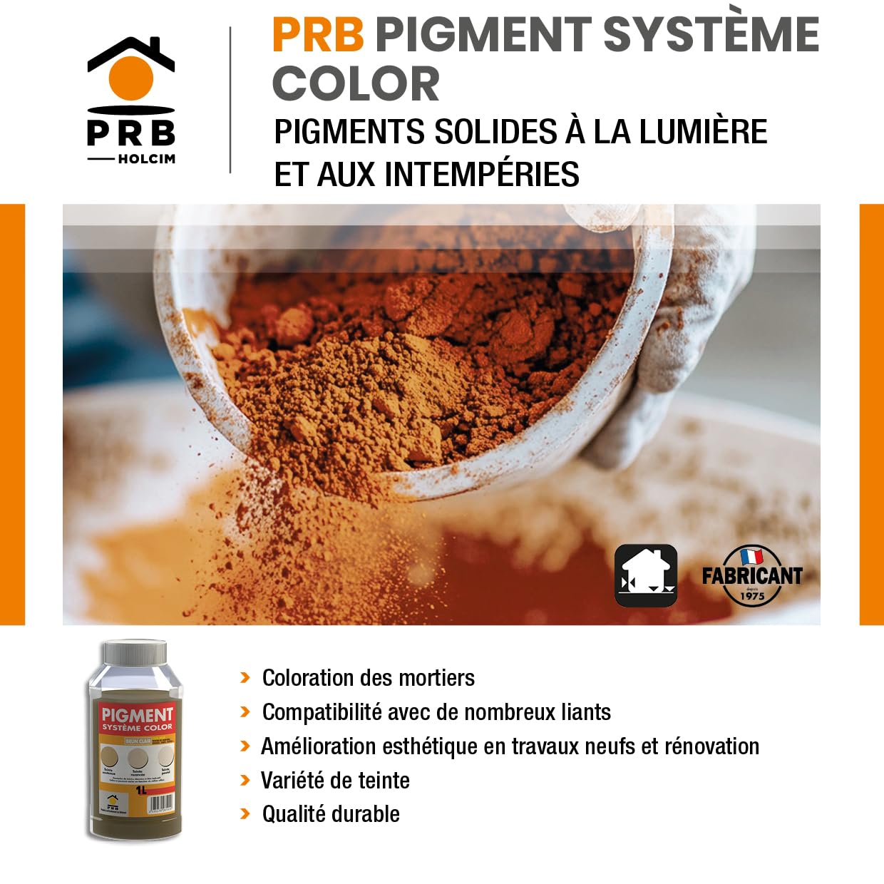 Pigment Concentré 1L Brun Clair - Coloration Intense et Durable pour Mortier, Enduits, Plâtre, Joints - Usage Intérieur/Extérieur