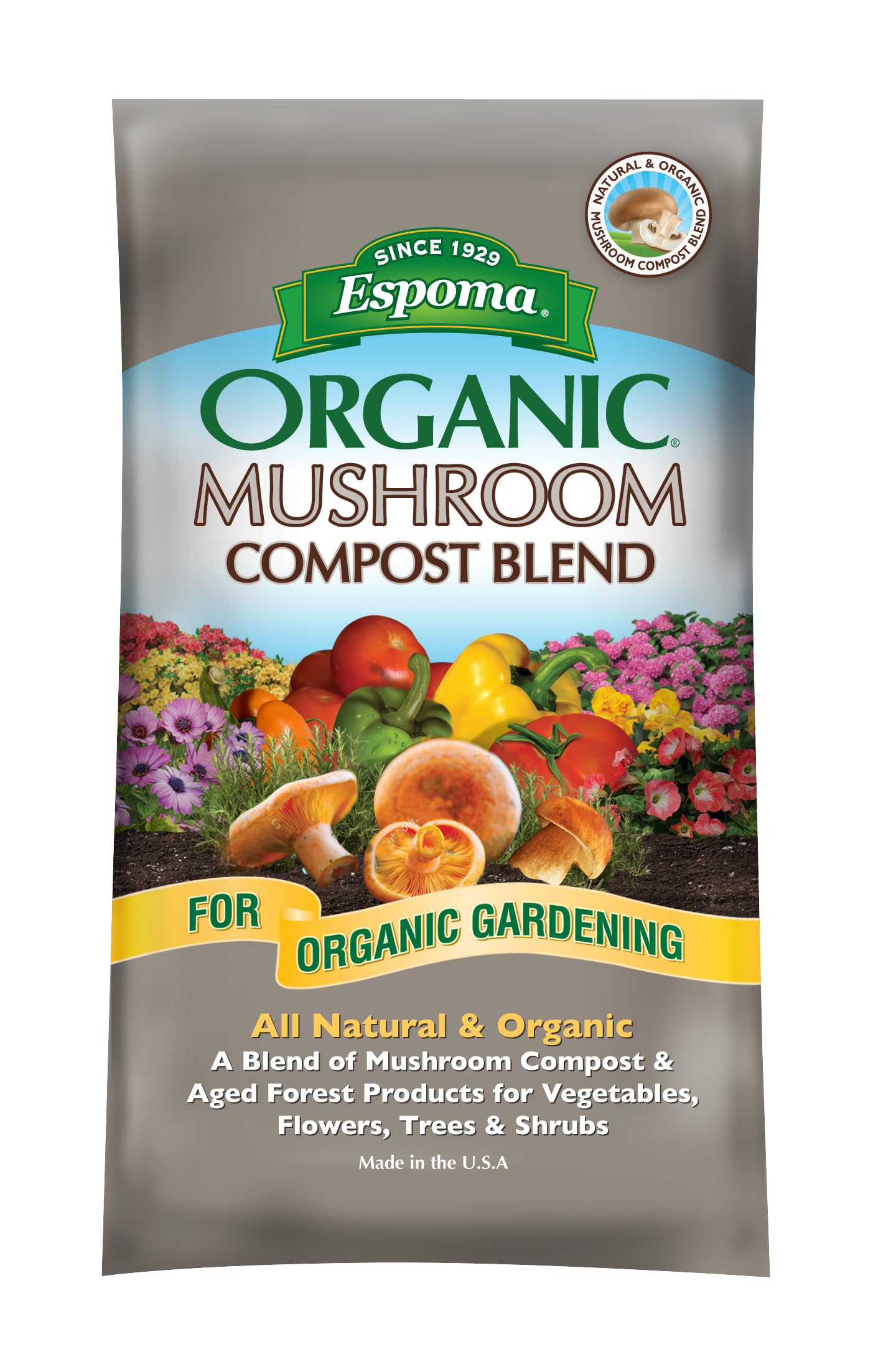 Organic Mushroom Compost Blend. Combines Rich Mushroom Compost with Aged Forest Products to Make The Perfect Soil Conditioner. 0.75 Cubic Foot Bag - Pack of One