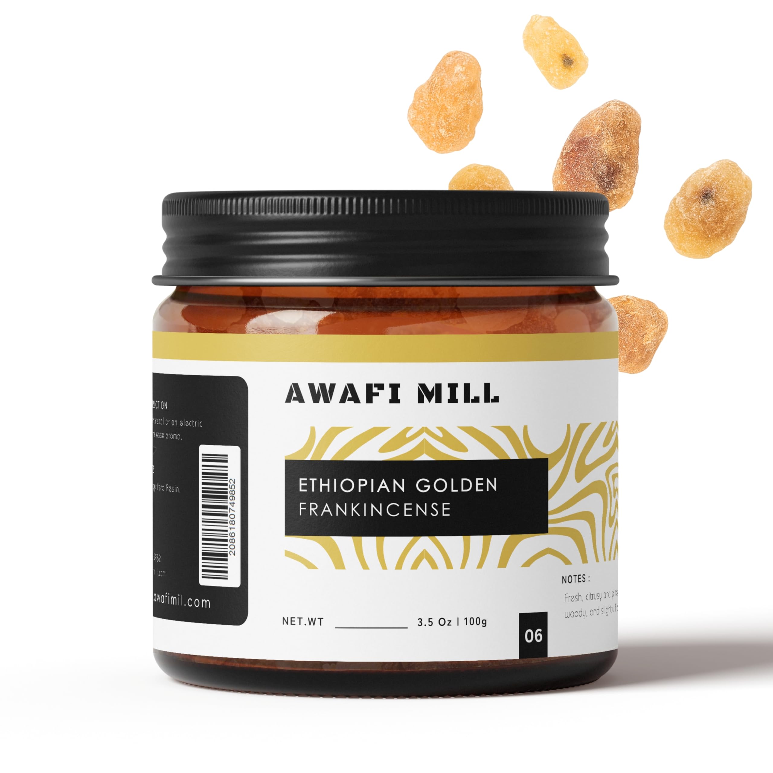 AWAFI MILL Ethiopian Golden Luban (Frankincense) Incense Resin 100g (3.5 oz) | Olibanum Tears for Charcoal & Bakhoor Burners | Bright Citrus-Resinous, Honeyed Aroma | Loose Resin