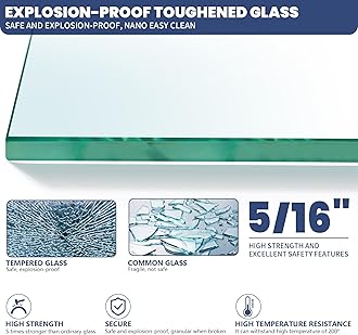 Bathroom Shower Glass Door 34 * 74" - 5/16"(8mm) Thick Clear Tempered Glass Panel Screen, Fixed Framed Framless Shower Glass Door for Walk-in Bathroom, Matte Black