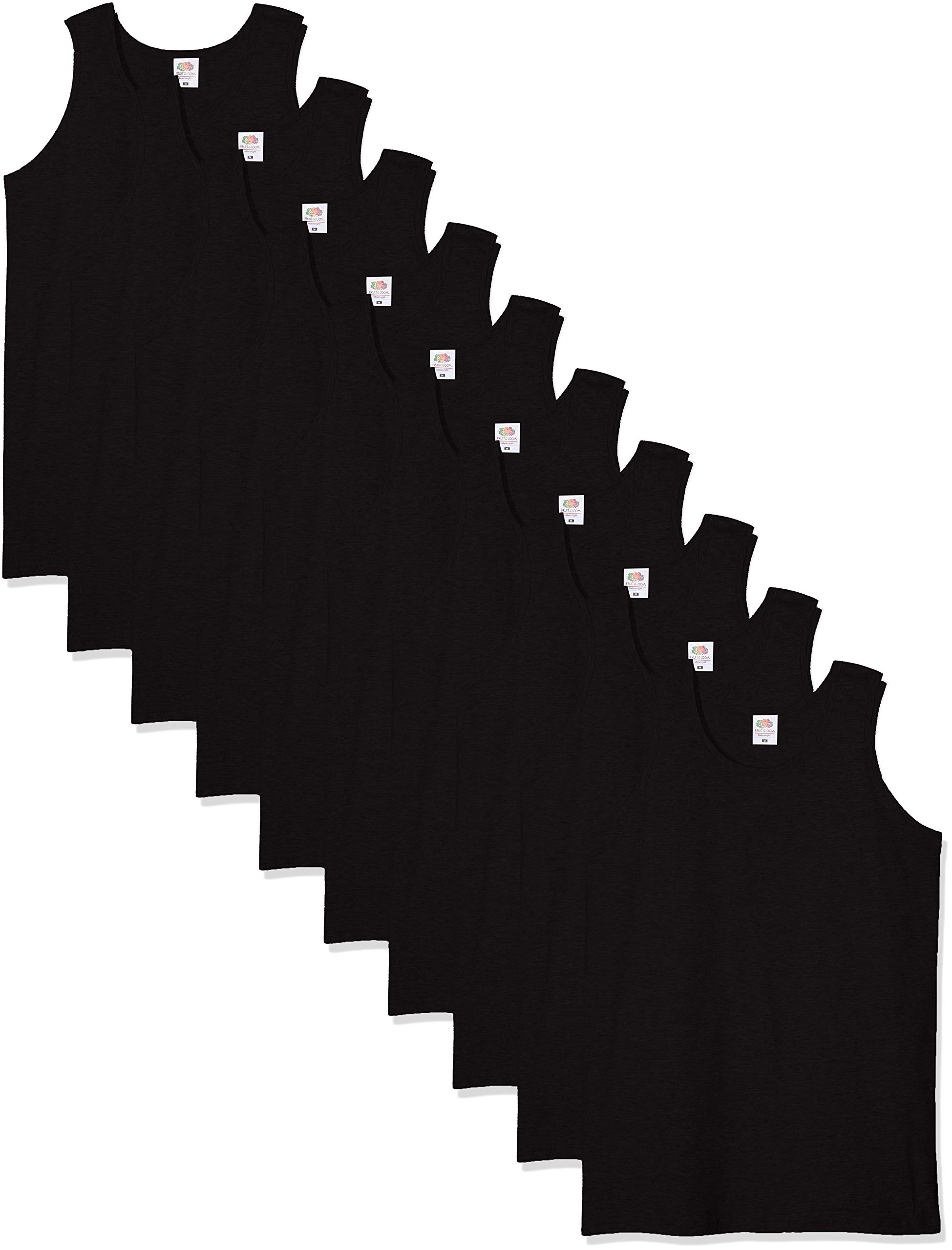 Fruit of the Loom Men's 10 Pack Regular Fit Plain Classic Sleeveless 10 Vest, Black (Black 36), Medium (Manufacturer Size:M)