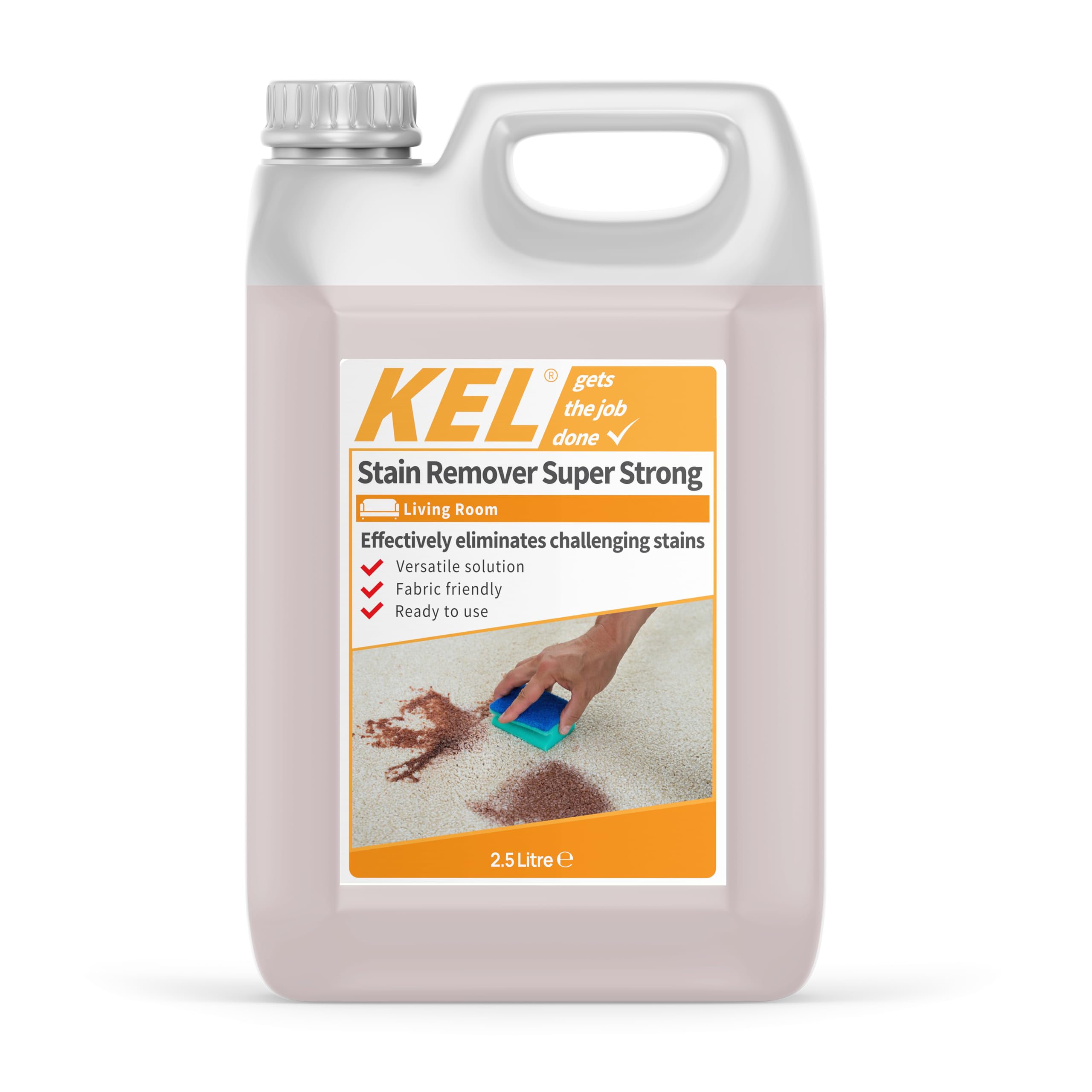 KEL - Stain Remover Spray Extra Strong, Carpet & Upholstery Cleaner, Removes Deely Ingrained Marks, Effective for Most Types of Fabrics - 2.5 Litre