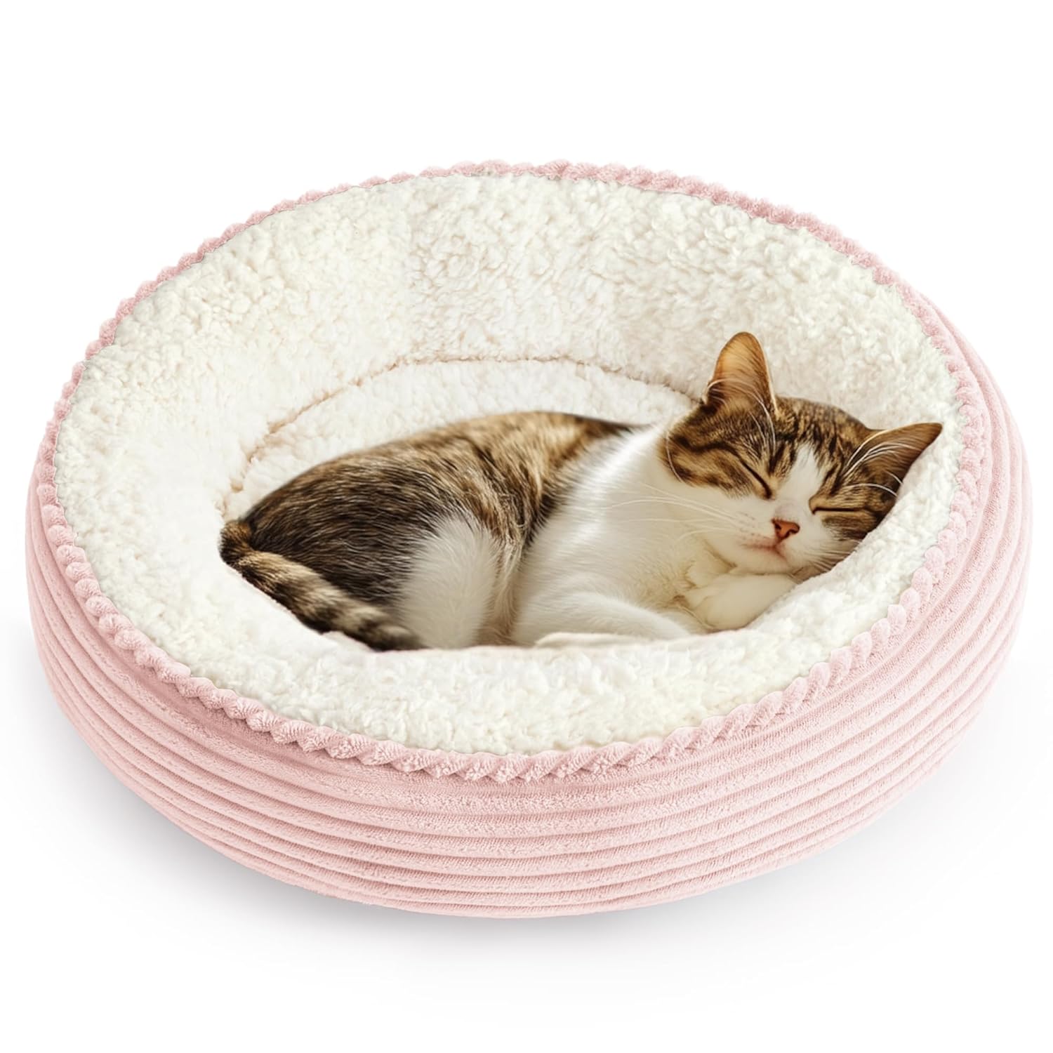 Love's cabin Round Donut Cat and Dog Cushion Bed, 20in Pet Bed for Cats or Small Dogs, Anti-Slip & Water-Resistant Bottom, Super Soft Durable Fabric Pet beds, Washable Luxury...