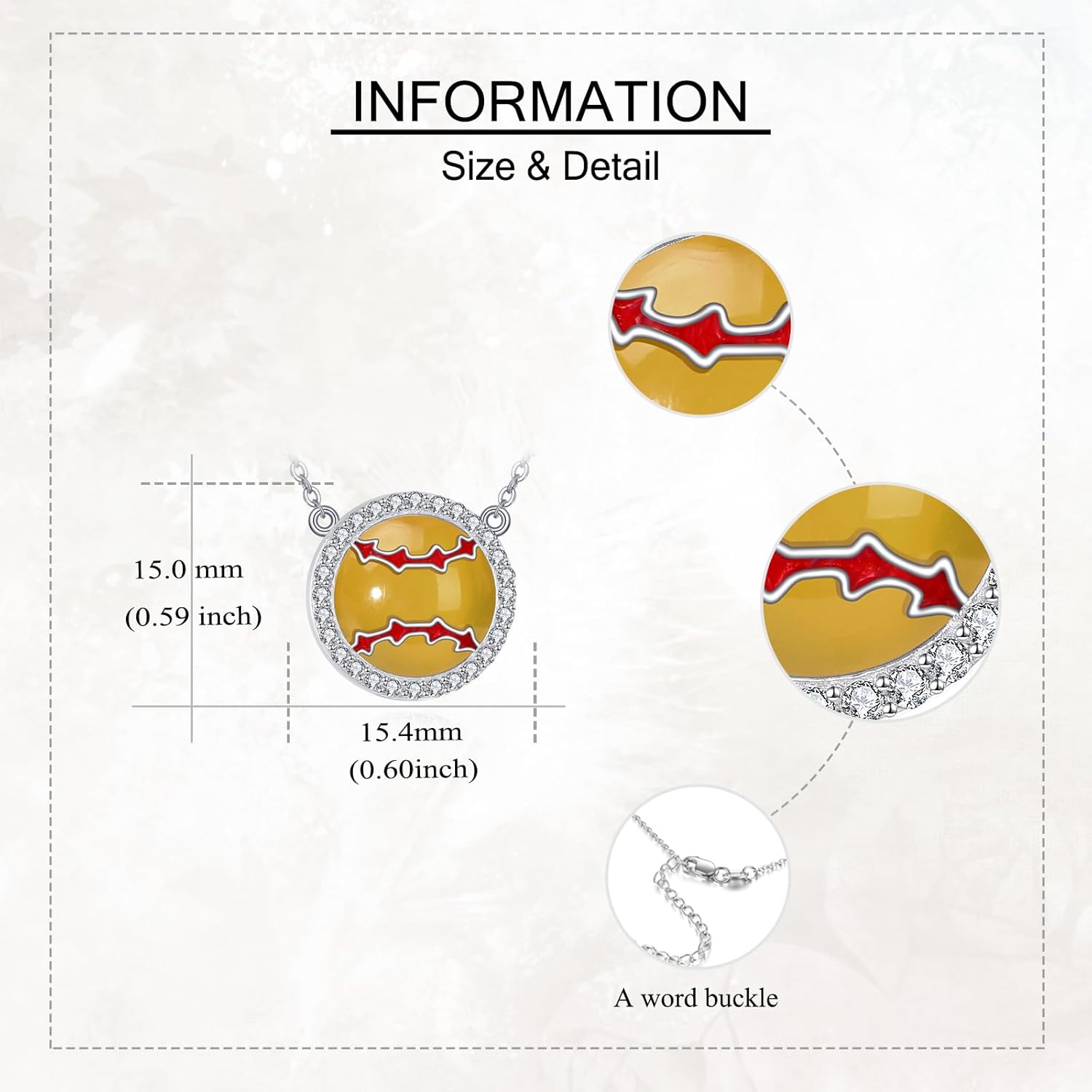 YAFEINI Softball Necklace Sterling Silver Softball Chain Necklace Sport Jewelry Gifts for Women - Image 3