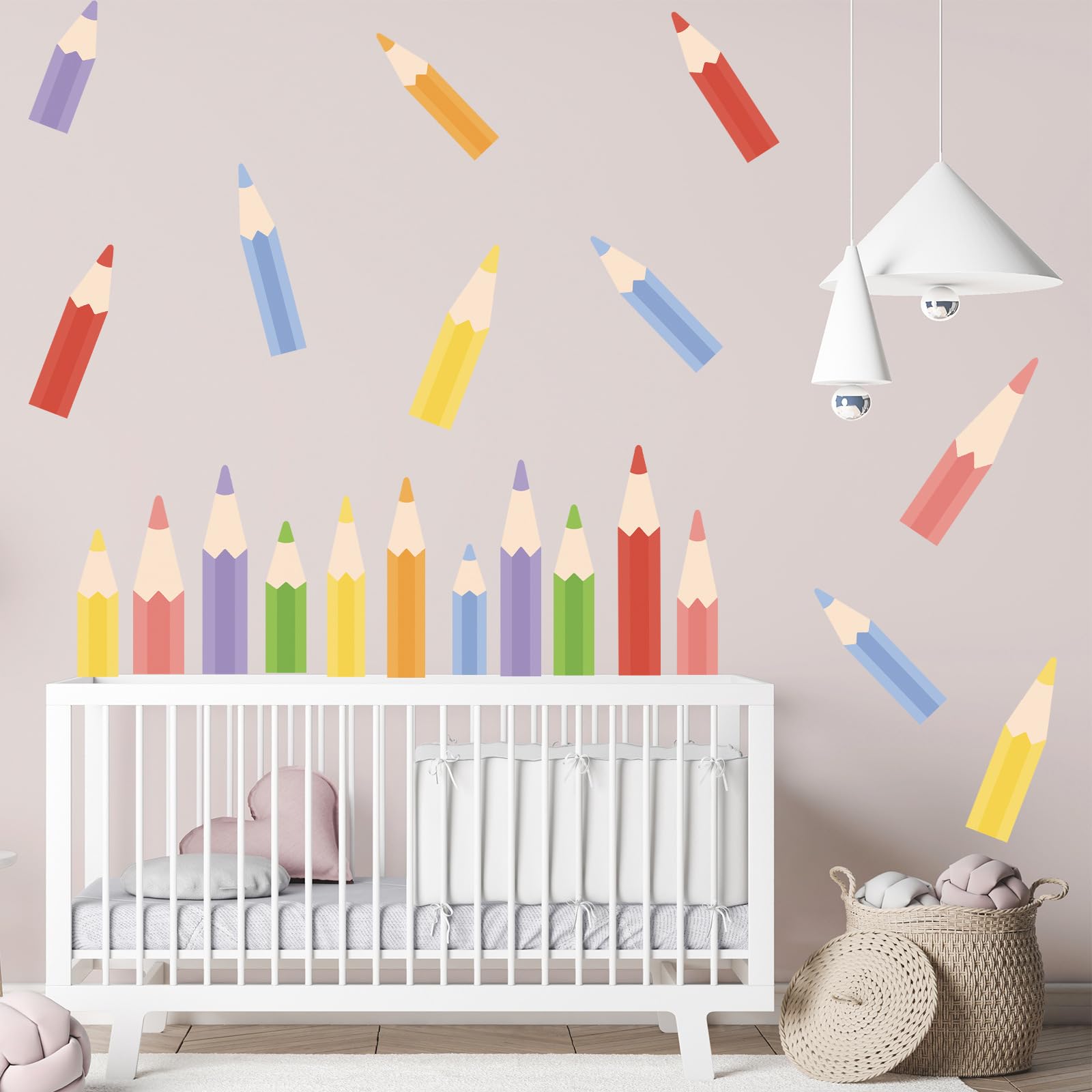 FUFUQUARE Coloured Pencil Wall Stickers Learning Color Watercolor Skirting Board Wall Decals DIY for Kids Room Baby Nursery Classroom - Image 3