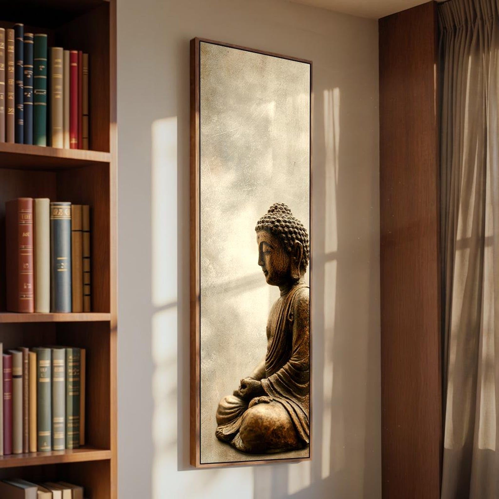 Xinbao Frameless Yoga Studio Decor Canvas Wall Art, Tall Narrow Meditation Painting, Zen Decor, Slim Statement Piece, Buddha Vertical(40X120cm/Frameless)