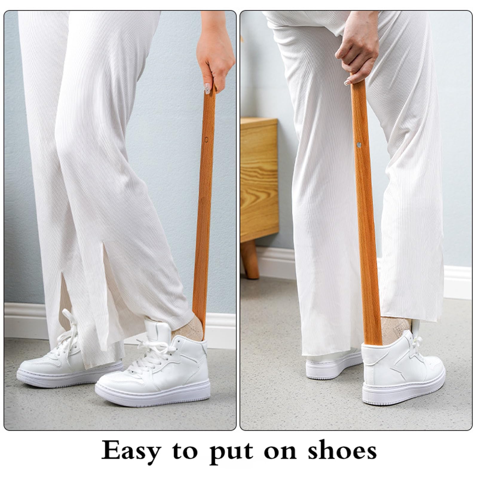 Levantador magnético de zapatos de mango largo y calzador de madera, cuchara resistente para zapatos perezosos para hombres, mujeres, niños y ancianos, fácil de usar, perfecto para el calzado diario