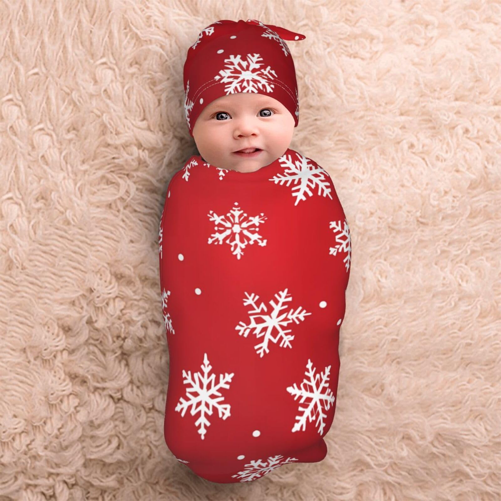 3d Rosso Natale Swaddle Coperta E Cappello Set Per Neonati Avvolgere Accogliente Per Neonati Bambino Comfort 29x53 cm