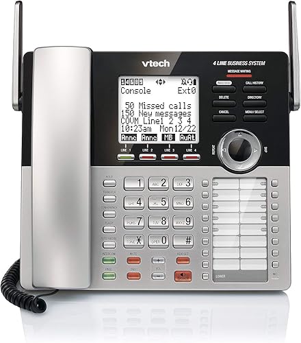 Miniatura 2 de VTech CM18445 Consola principal DECT 6.0 Teléfonos fijos de oficina de 4 líneas expandibles para pequeñas empresas con sistema contestador, teléfono