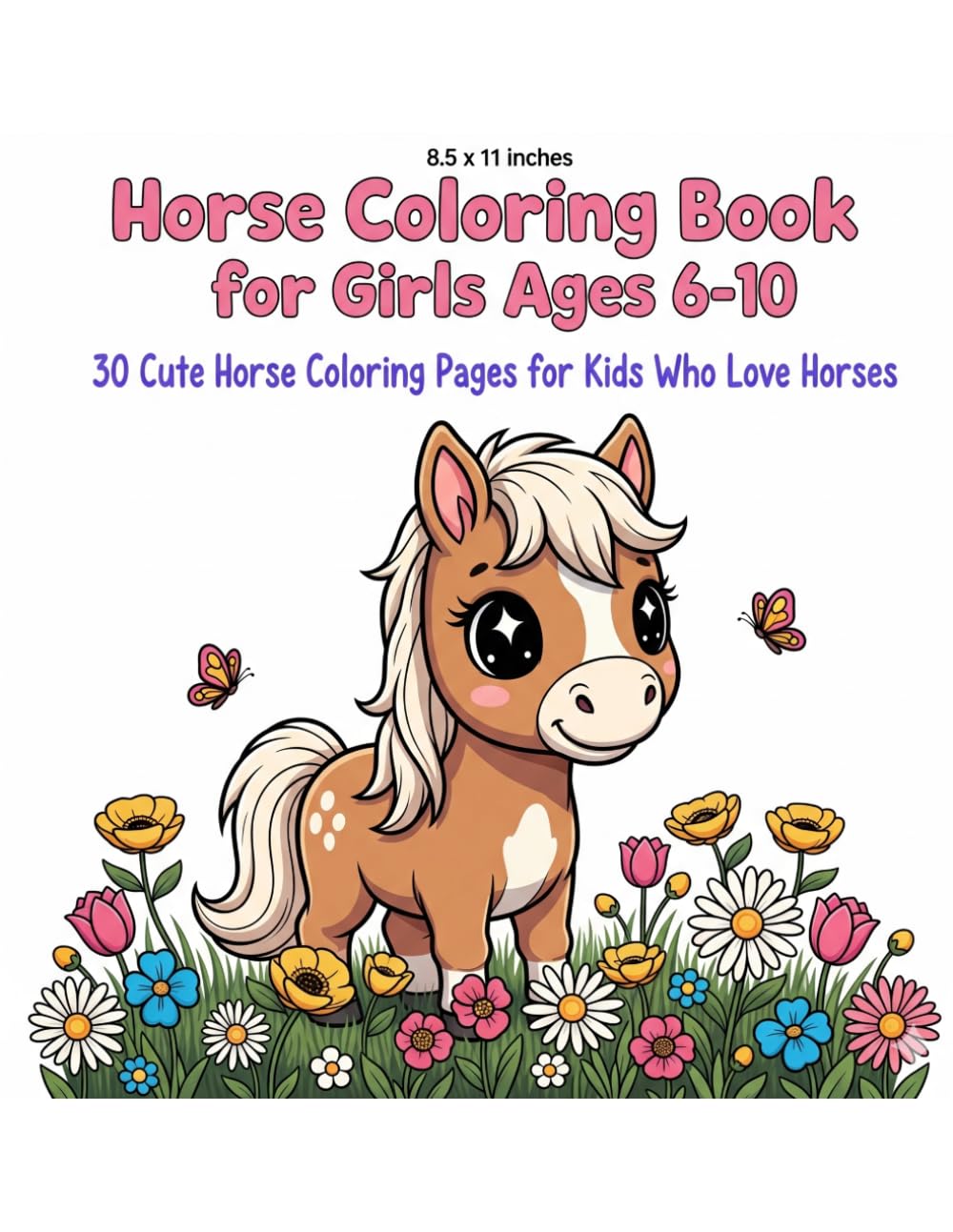 Horse Coloring Book for Girls Ages 6-10: 30 Cute Horse Coloring Pages for Kids Who Love Horses