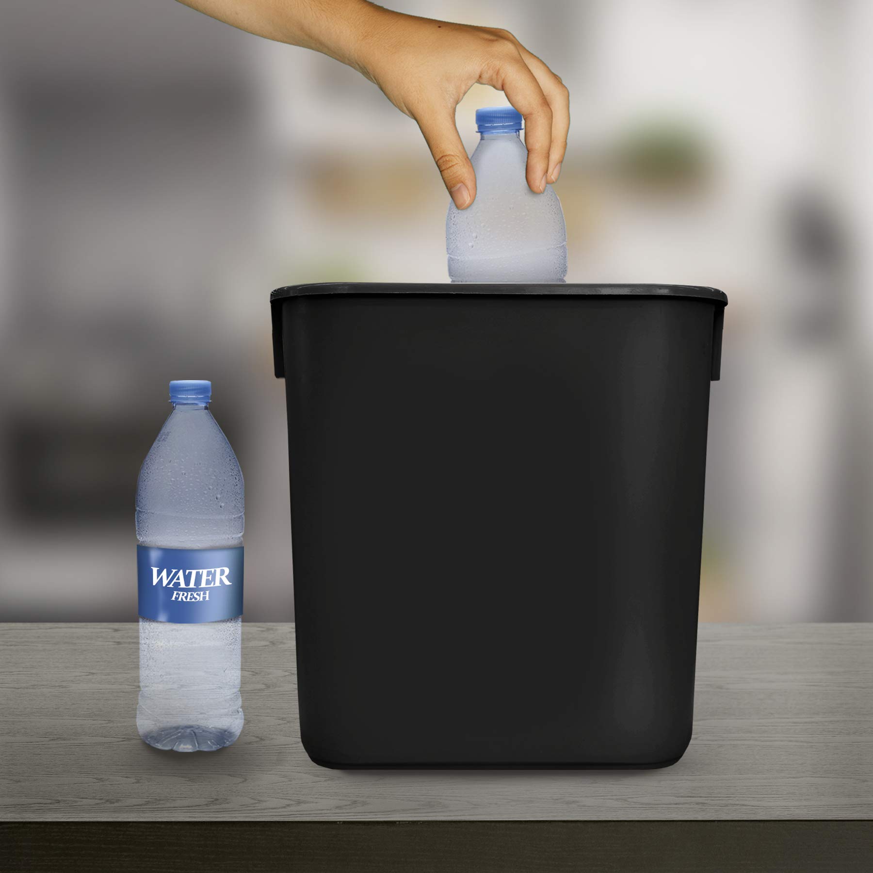 Acrimet Papierkorb, Schreibtisch-Mülleimer, 3,25 Gallonen / 13 Quart / 12 Liter (Kunststoff) (Farbe Schwarz) (4er-Set)