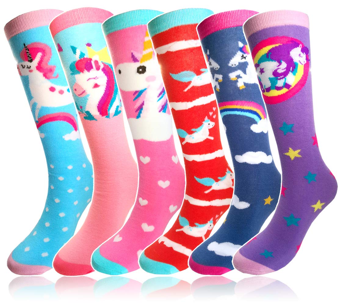 Little Girls Knee High Socks - Kids Cartoon Animal Cotton Over Calf Stockings