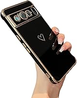 Vista 100 de ZTOFERA Funda diseñada para Google Pixel 7a, bonito diseño de corazones de amor con borde chapado y protección de lente de cámara, para Google Pixel