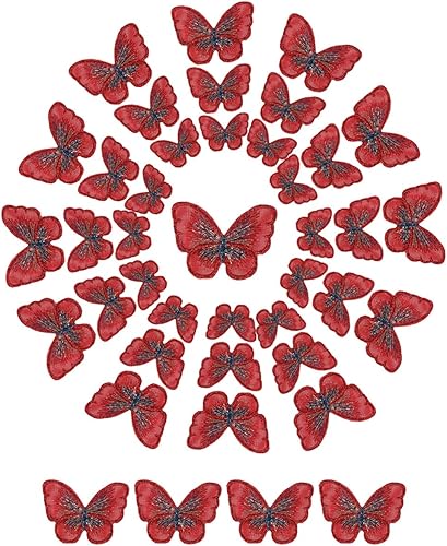 Miniatura 10 de 60 piezas de 3 tamaños de bordado de hadas con apliques de mariposa para coser en tul, parche de encaje de mariposa para velo de boda, diadema,