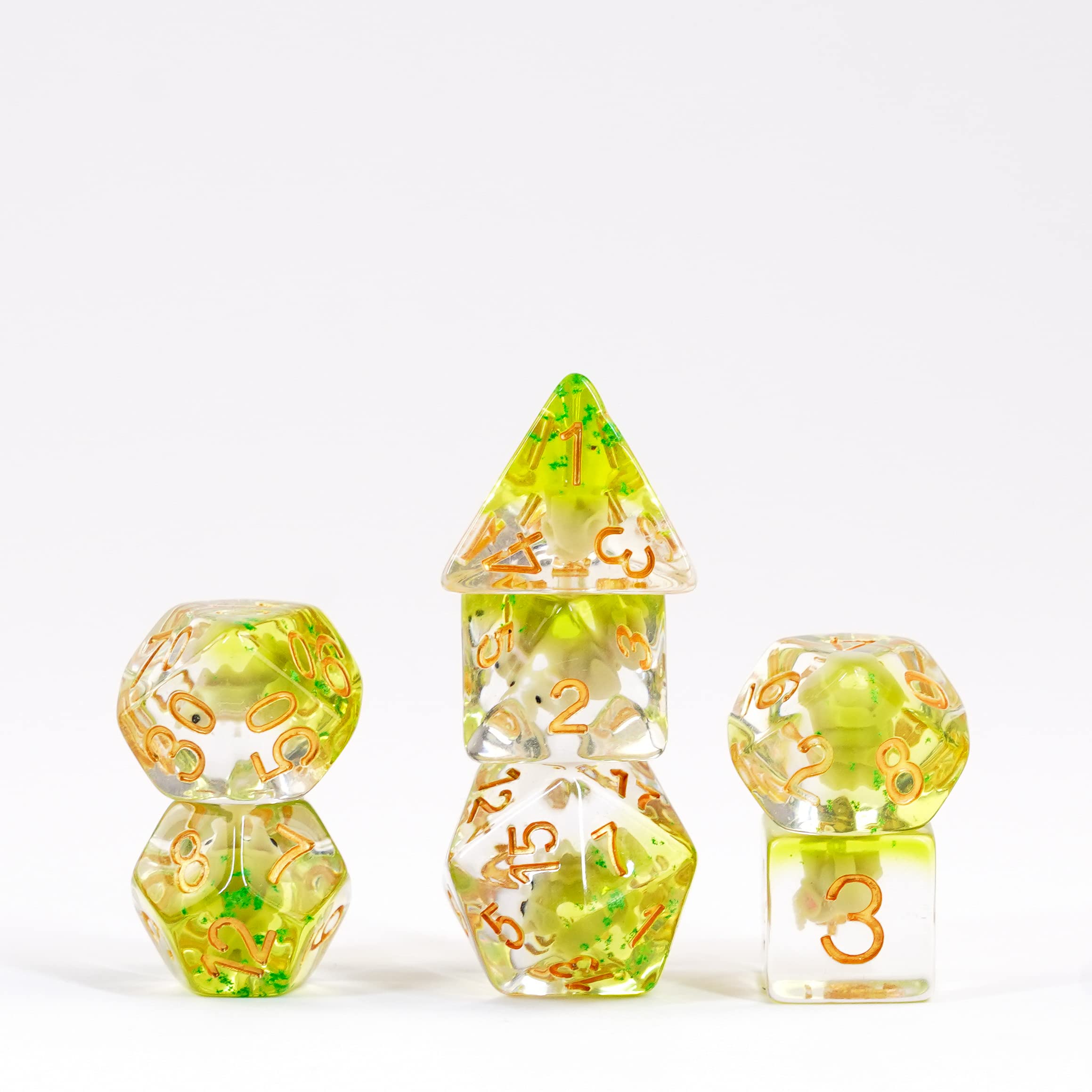 FanRoll Dice Set – 16mm Resin Love Dice Captured Frost Polyhedral Set For D&D & RPG