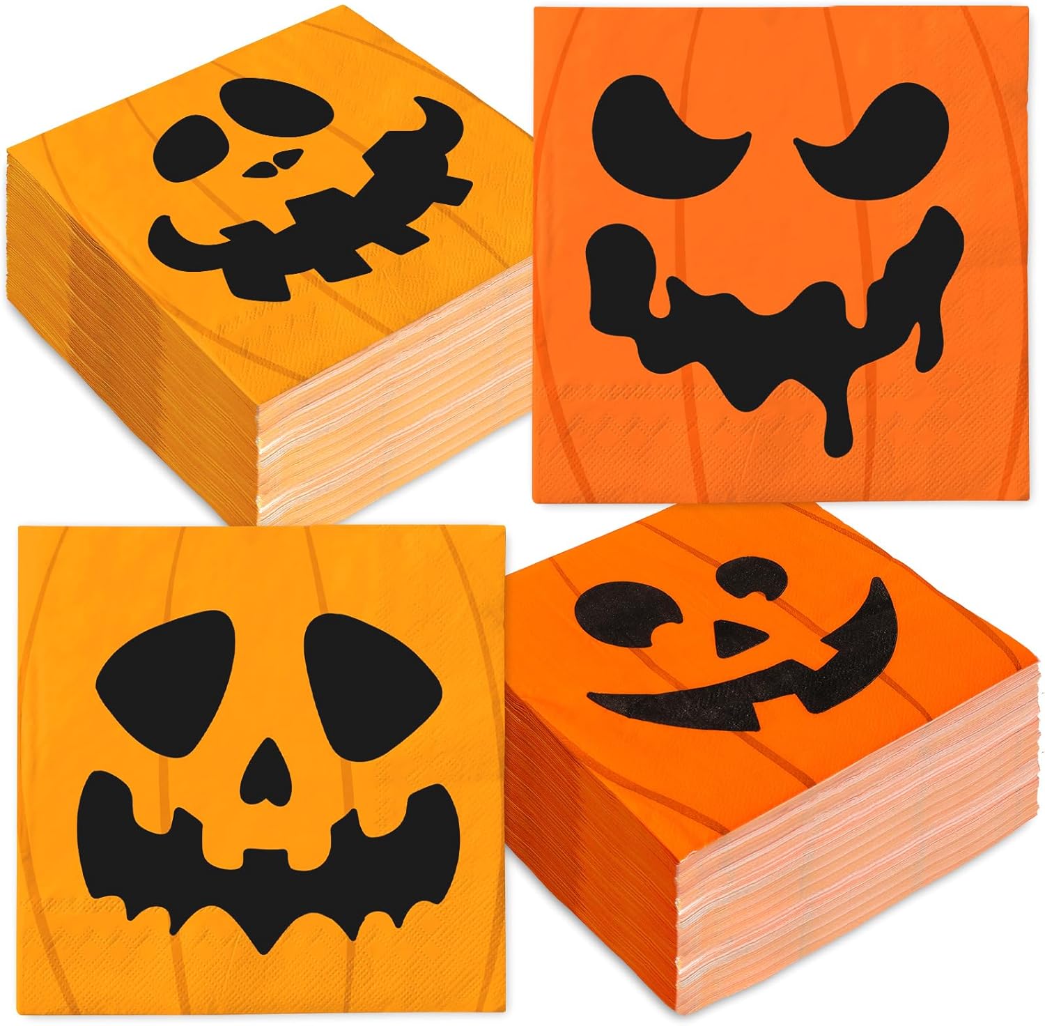 100Pcs Halloween Paper Napkins Grimace Pumpkin Disposable Luncheon Napkins Orange Black Dinner Hand Napkins for Home Party Table Decor