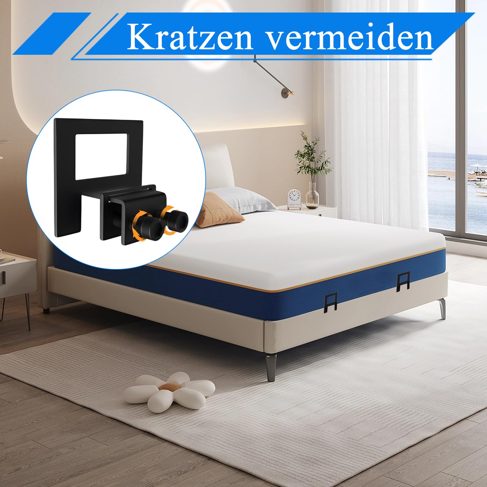 6 unidades de soportes para colchón antideslizamiento, soporte para colchón para marco de cama, antideslizantes, juntas de colchón, topes para estructura de cama de metal, color negro