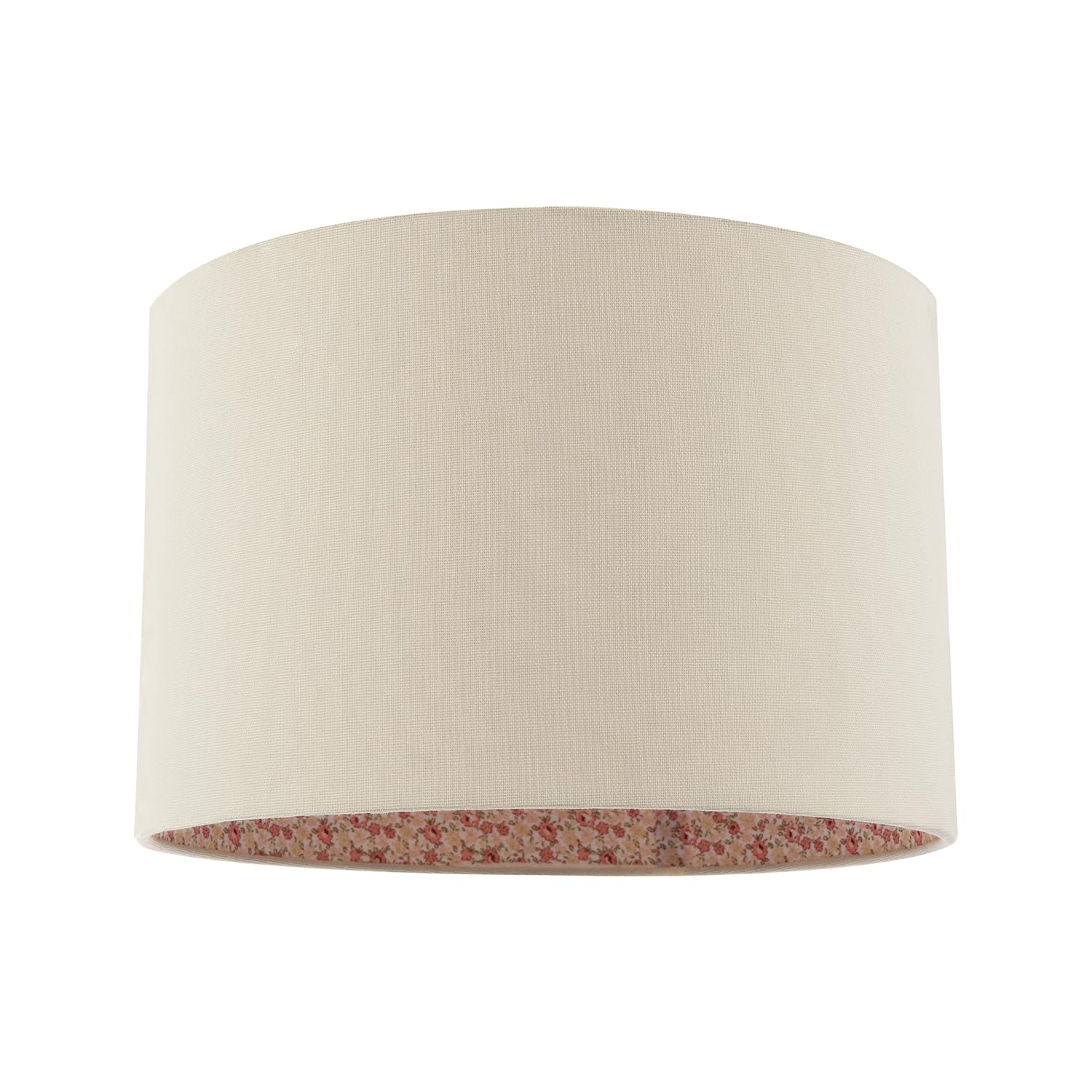 Happy Homewares Cream Shabby Chic Designer Linen Lamp Shade With Inner Pink And Red Floral Fabric Lining | 30Cm X 20Cm | For Table Or Pendant Cable By