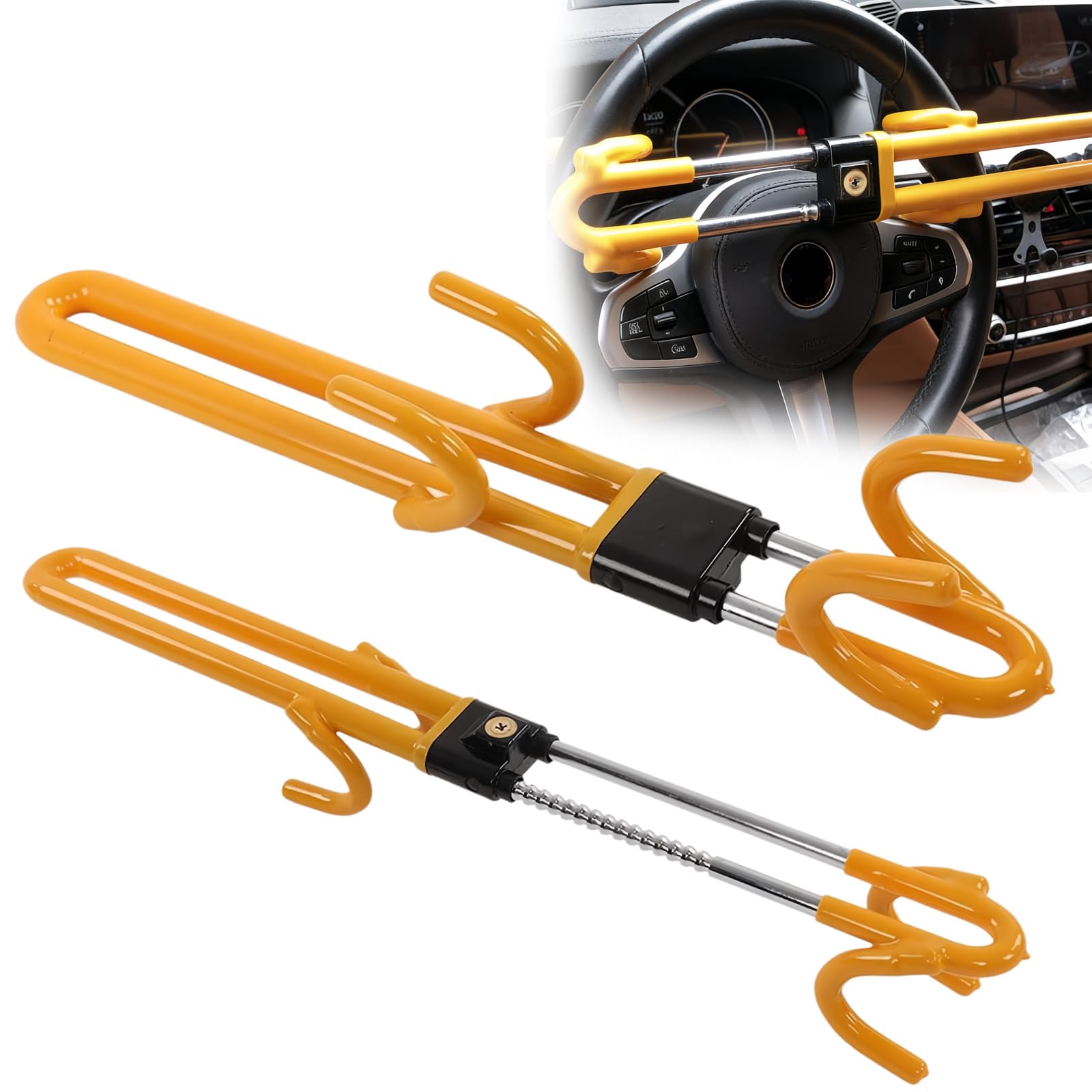 Steering Wheel Lock Twin Bar,Car Steering Wheel Lock,Universal Anti-Theft Heavy Steering Locks,for High Visibility,Cars, SUVs, Motorhomes, Caravans